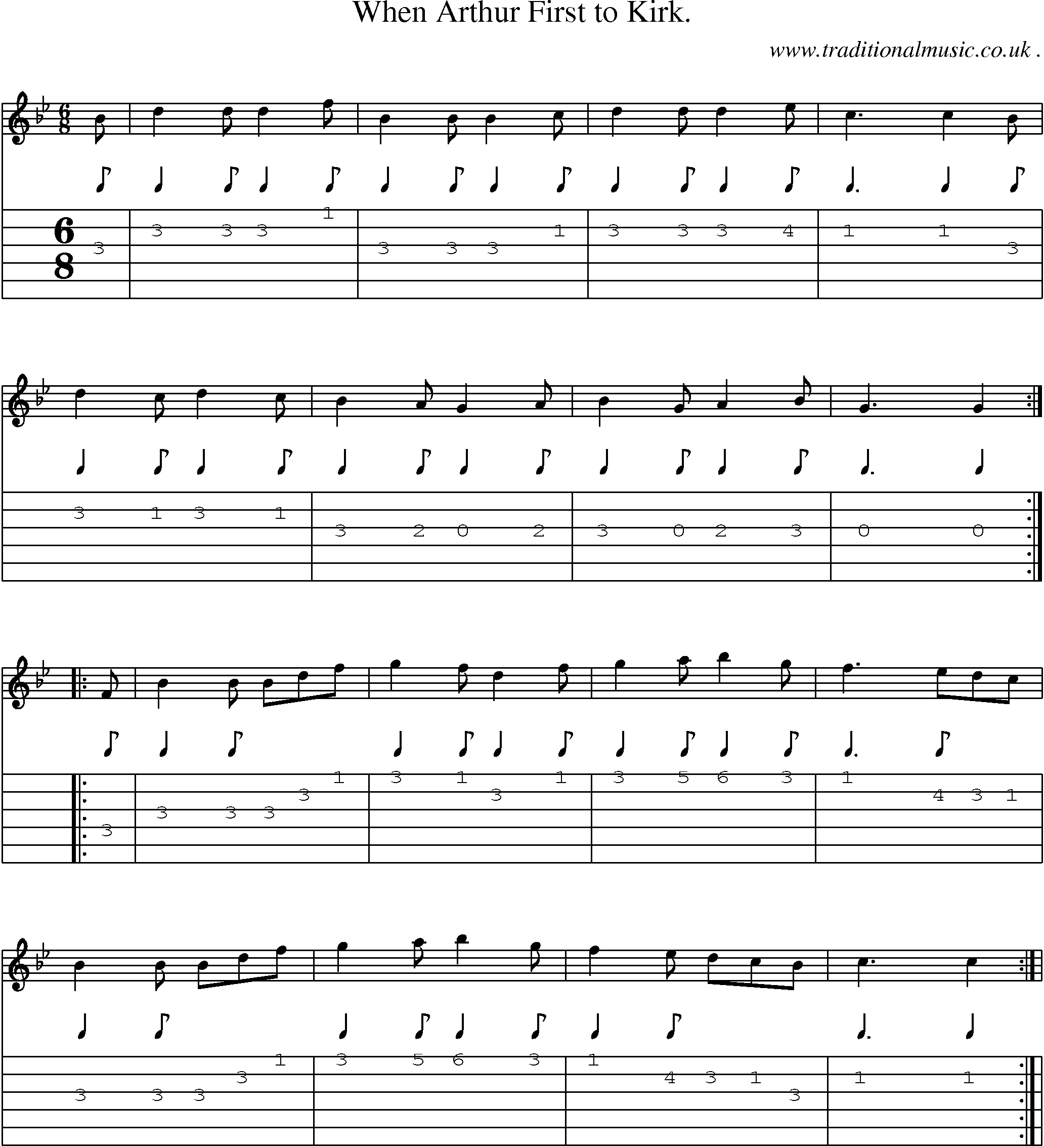 Sheet-Music and Guitar Tabs for When Arthur First To Kirk