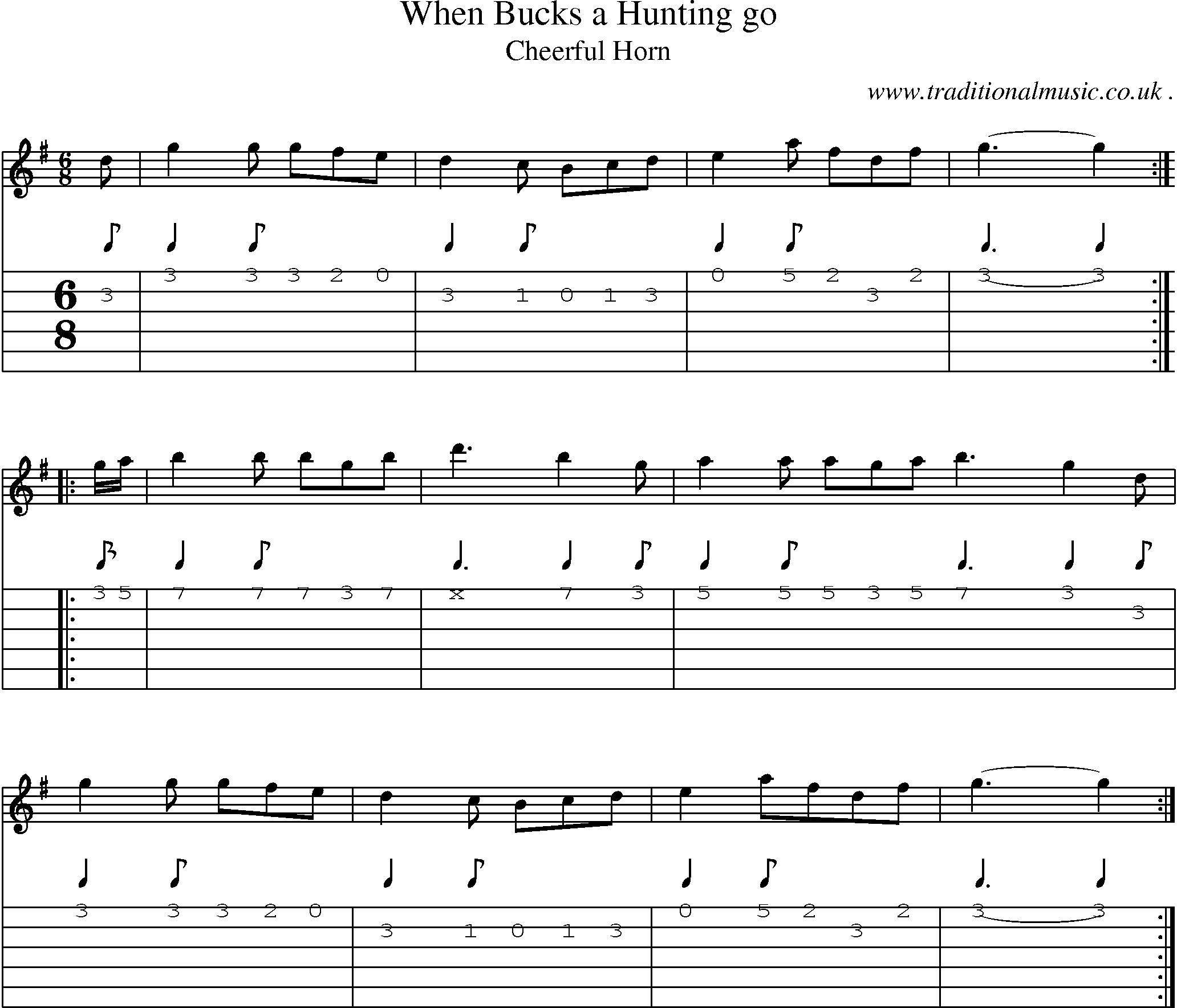 Sheet-Music and Guitar Tabs for When Bucks A Hunting Go