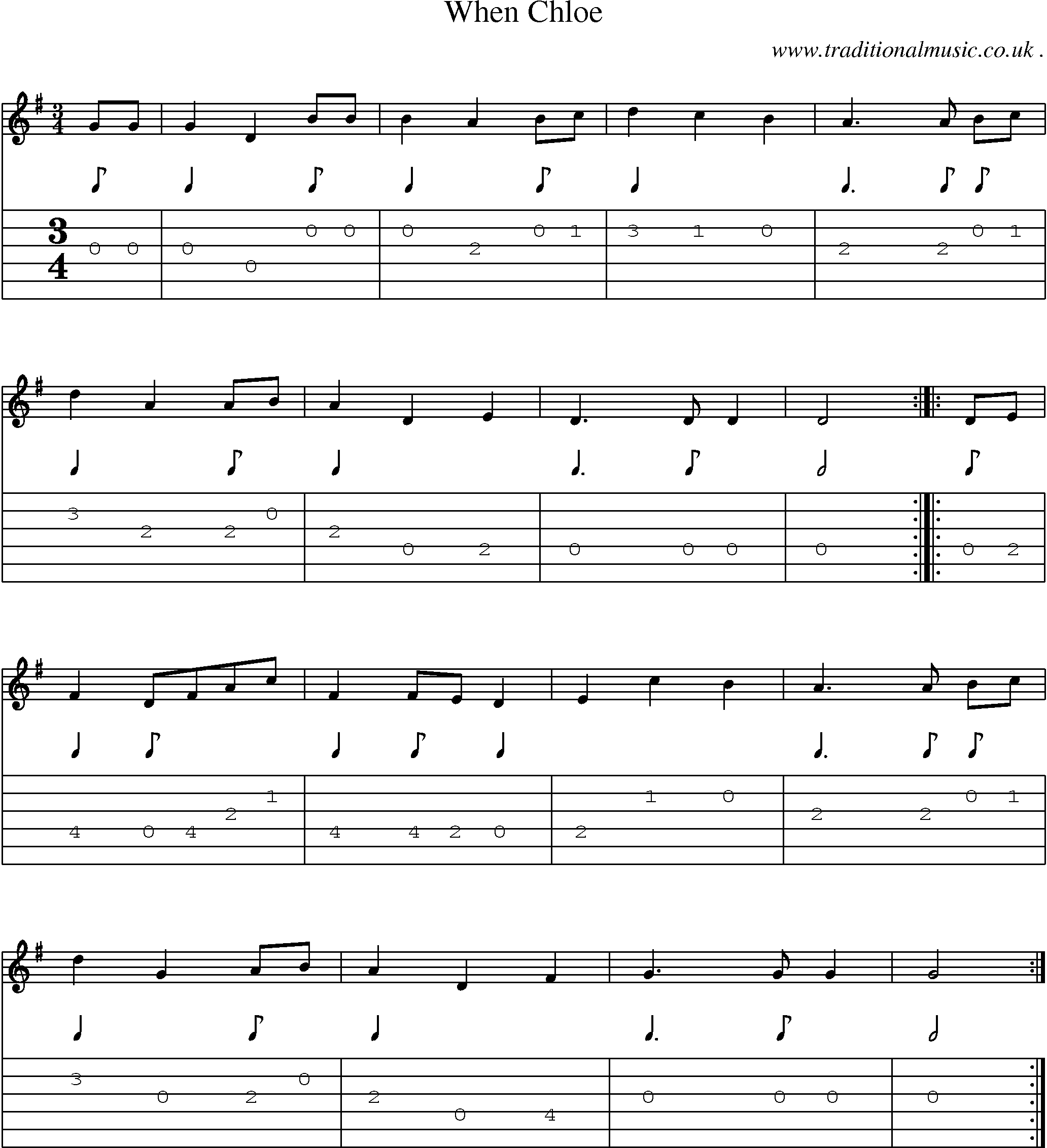 Sheet-Music and Guitar Tabs for When Chloe