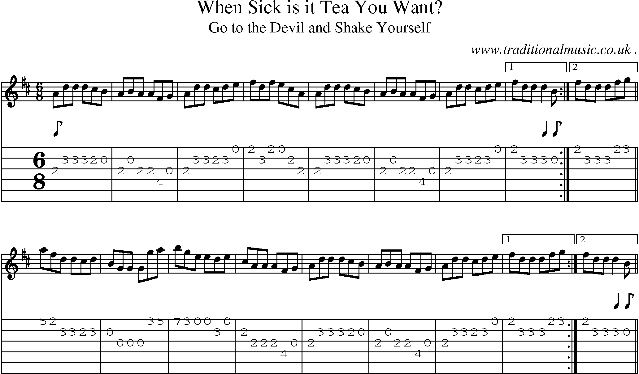 Sheet-Music and Guitar Tabs for When Sick Is It Tea You Want