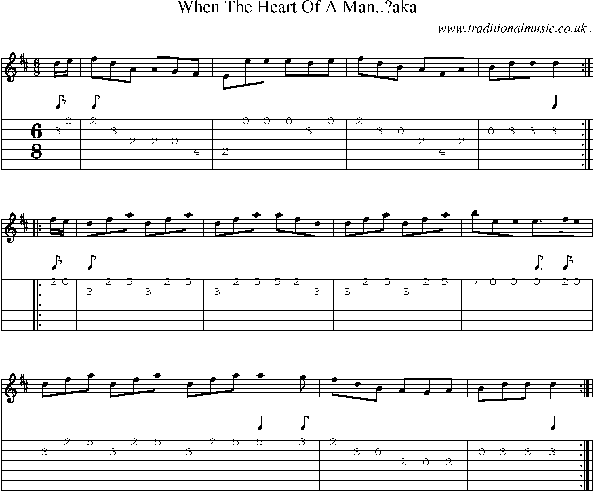 Sheet-Music and Guitar Tabs for When The Heart Of A Manaka