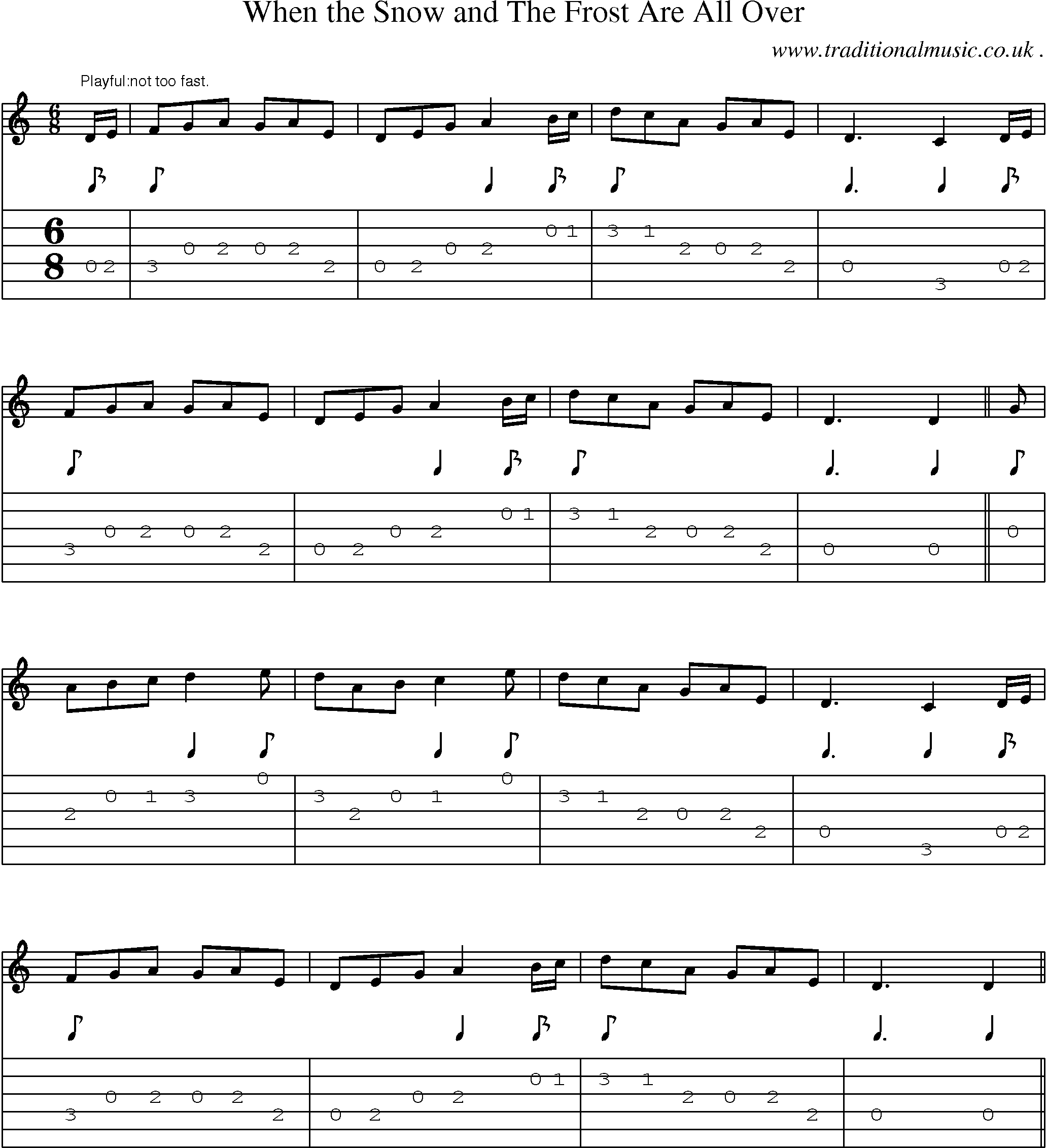 Sheet-Music and Guitar Tabs for When The Snow And The Frost Are All Over