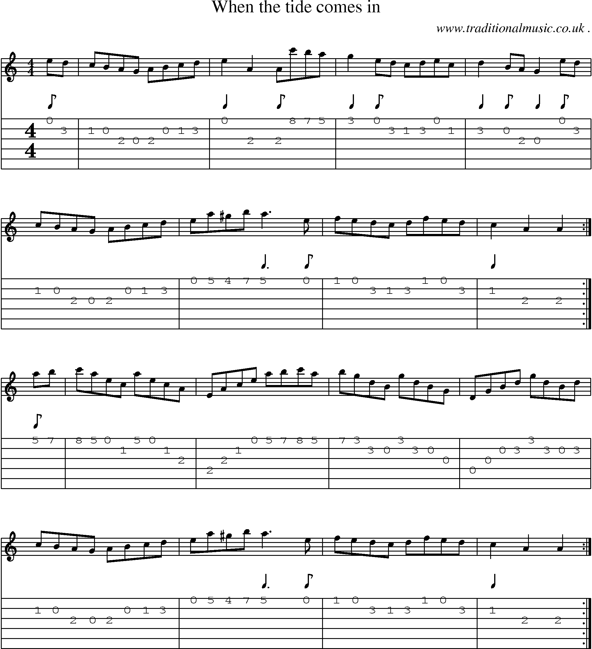 Sheet-Music and Guitar Tabs for When The Tide Comes In