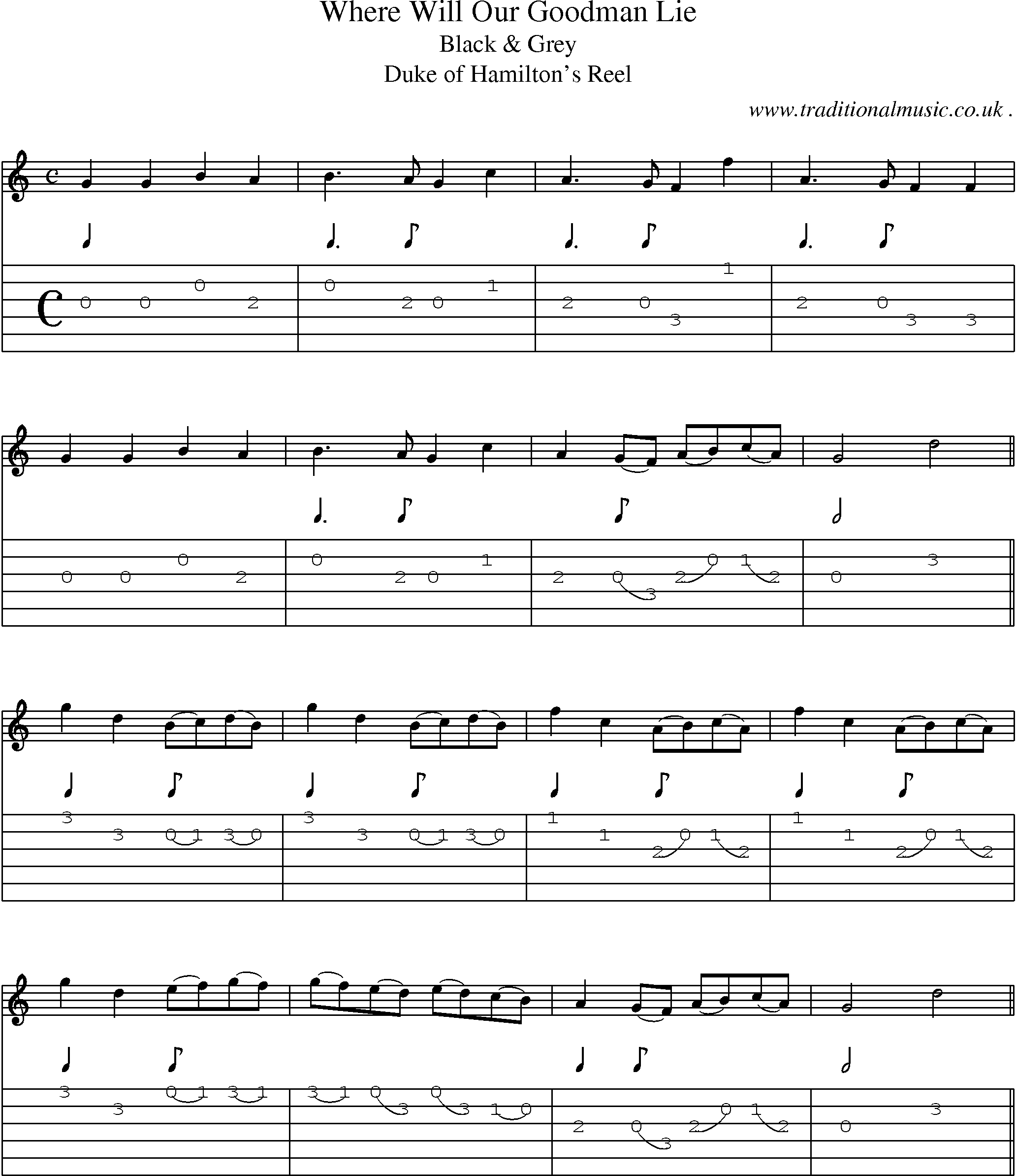 Sheet-Music and Guitar Tabs for Where Will Our Goodman Lie