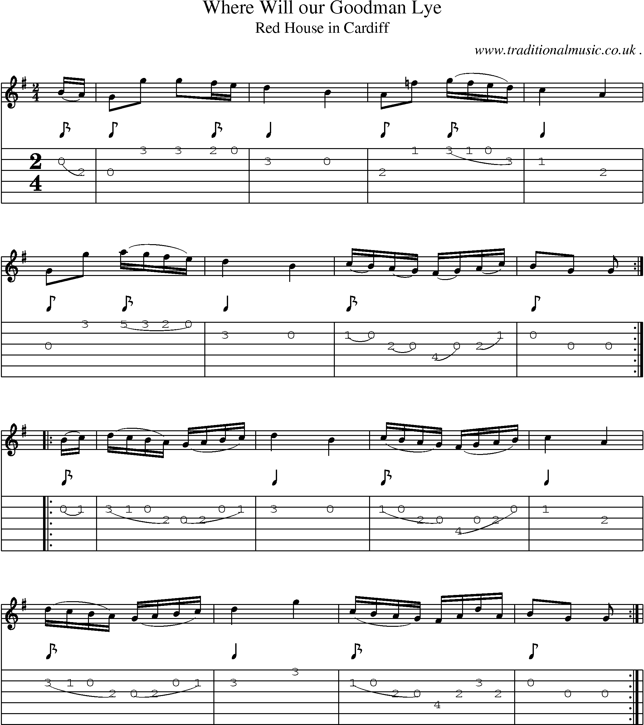 Sheet-Music and Guitar Tabs for Where Will Our Goodman Lye
