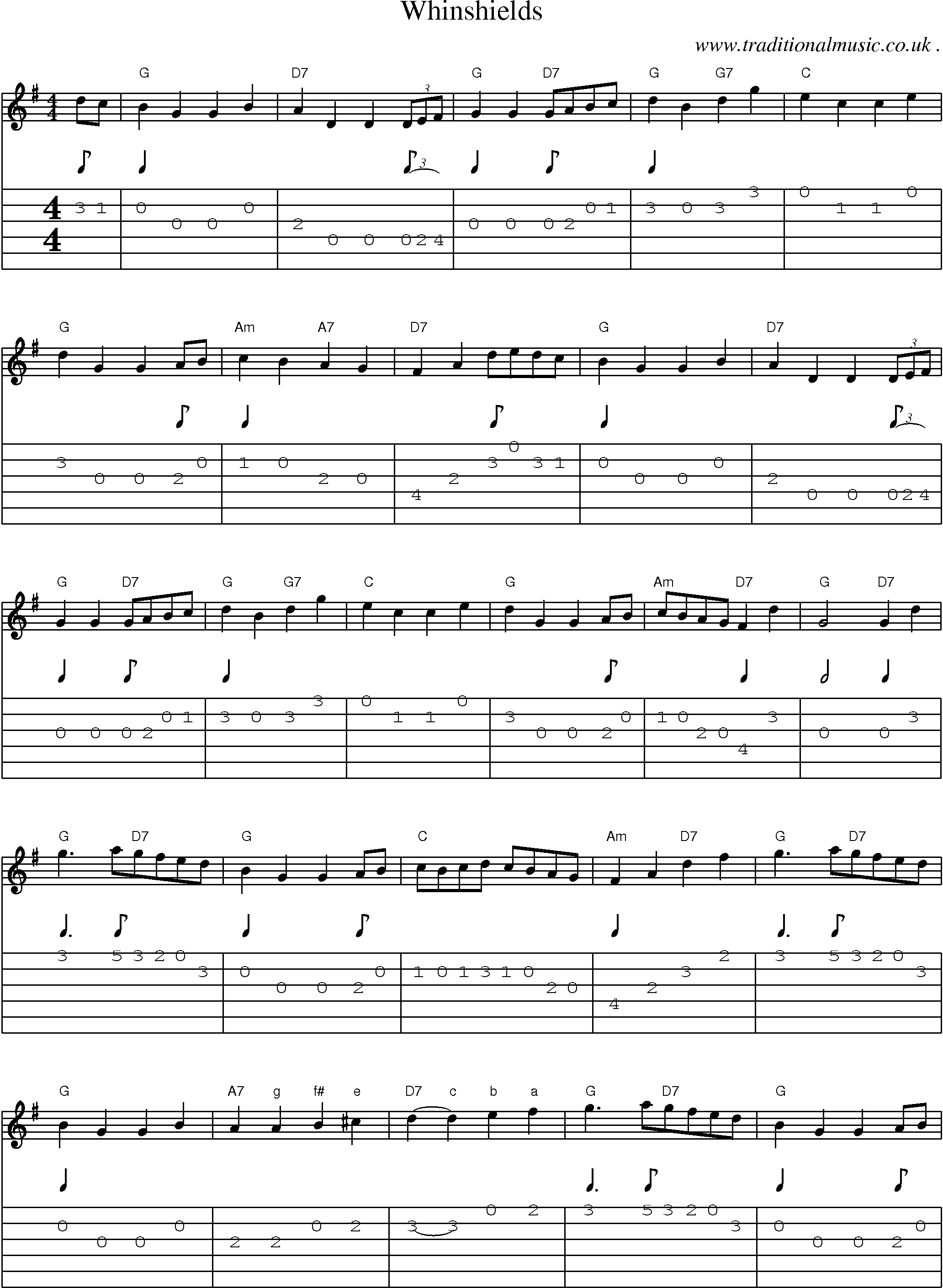 Sheet-Music and Guitar Tabs for Whinshields