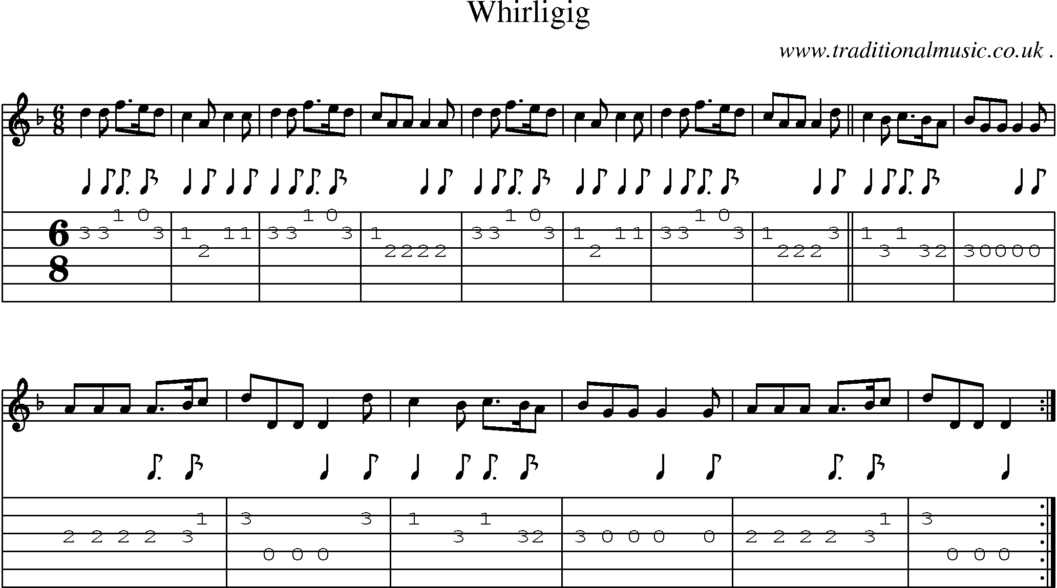 Sheet-Music and Guitar Tabs for Whirligig