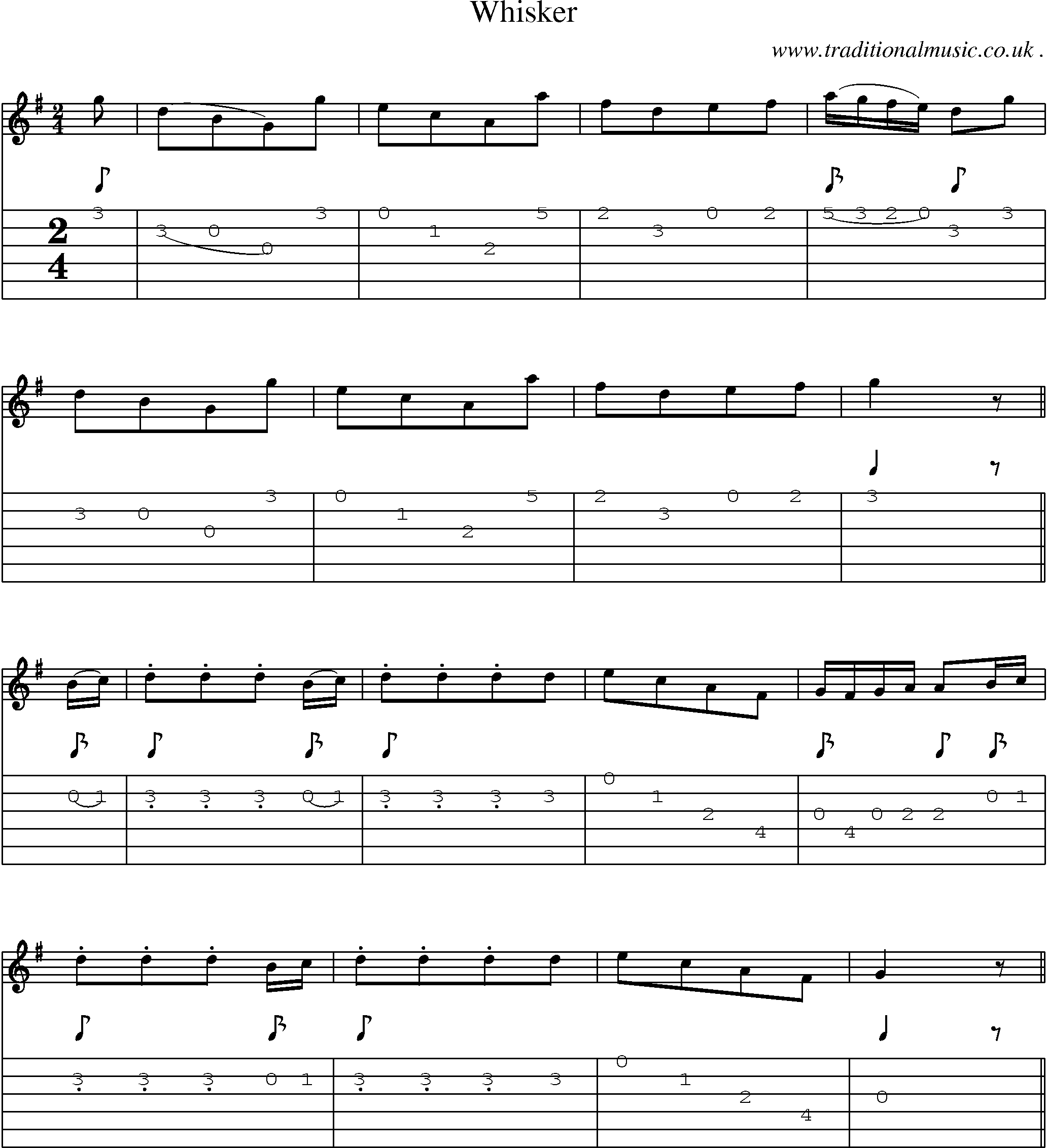Sheet-Music and Guitar Tabs for Whisker