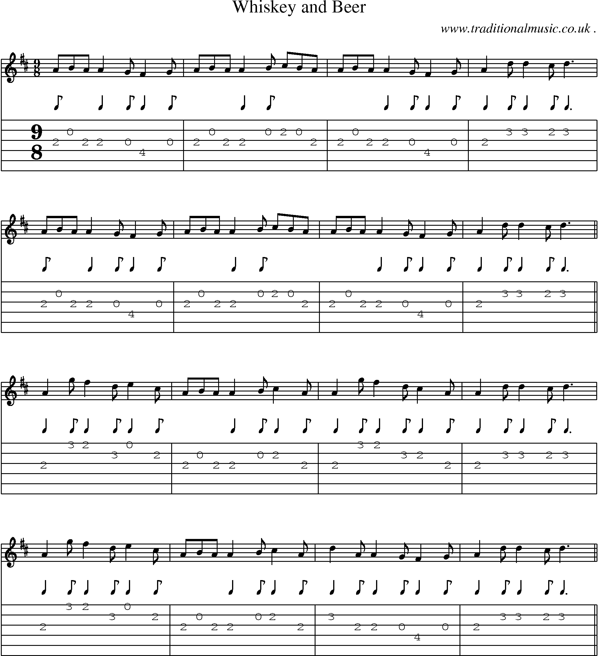 Sheet-Music and Guitar Tabs for Whiskey And Beer