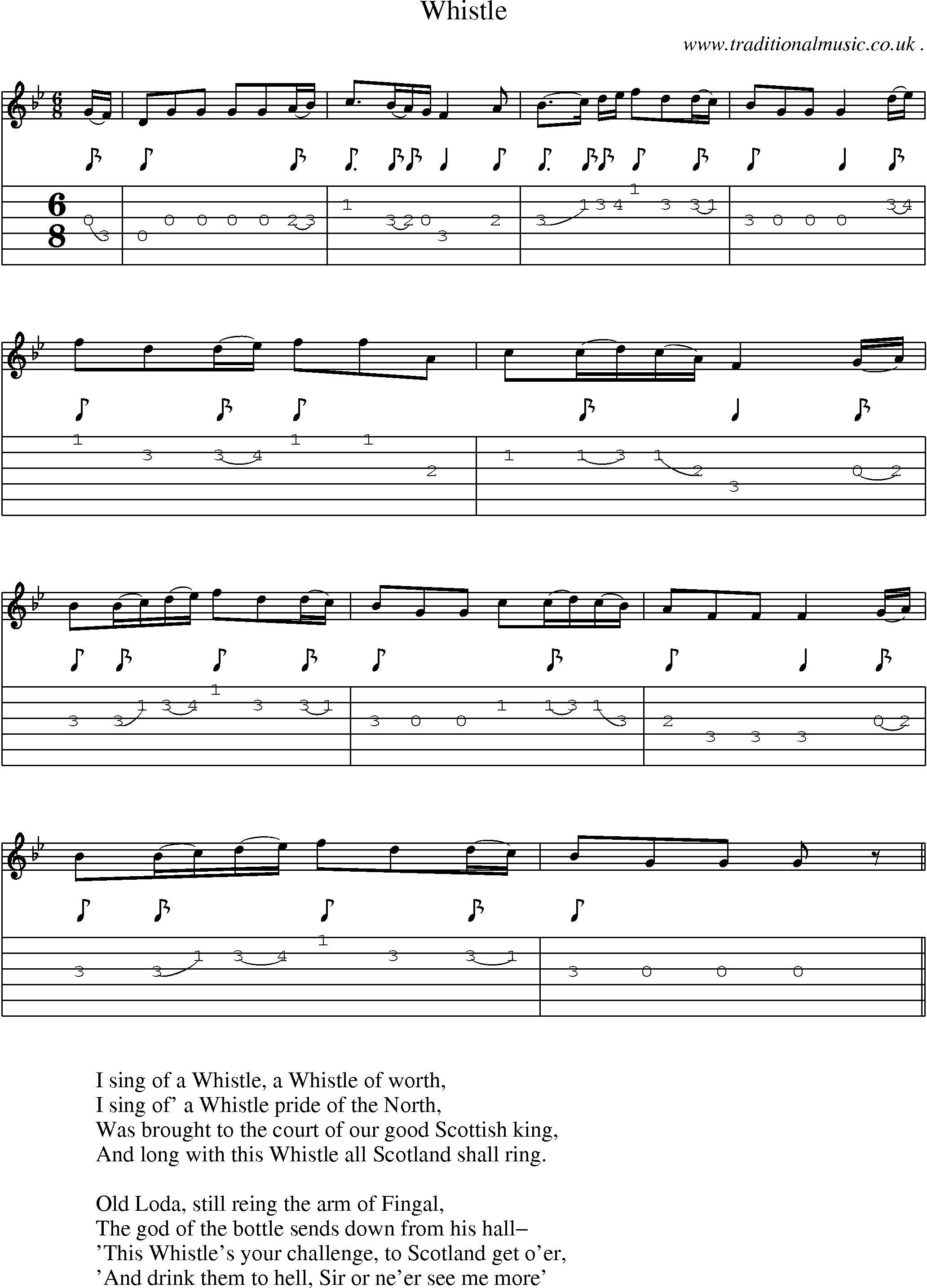 Sheet-Music and Guitar Tabs for Whistle