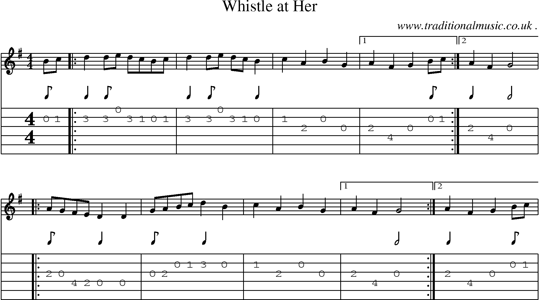 Sheet-Music and Guitar Tabs for Whistle At Her