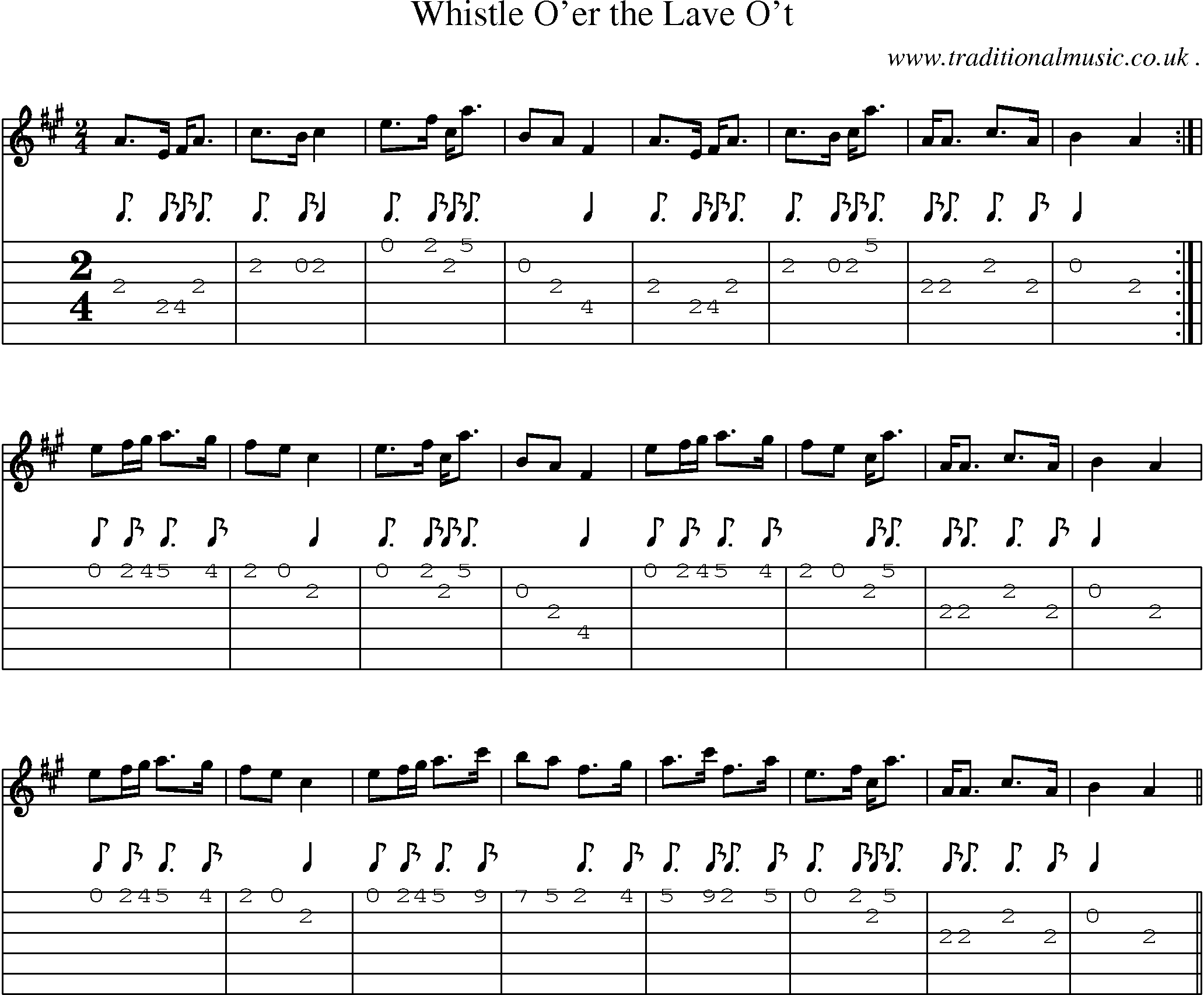 Sheet-Music and Guitar Tabs for Whistle Oer The Lave Ot
