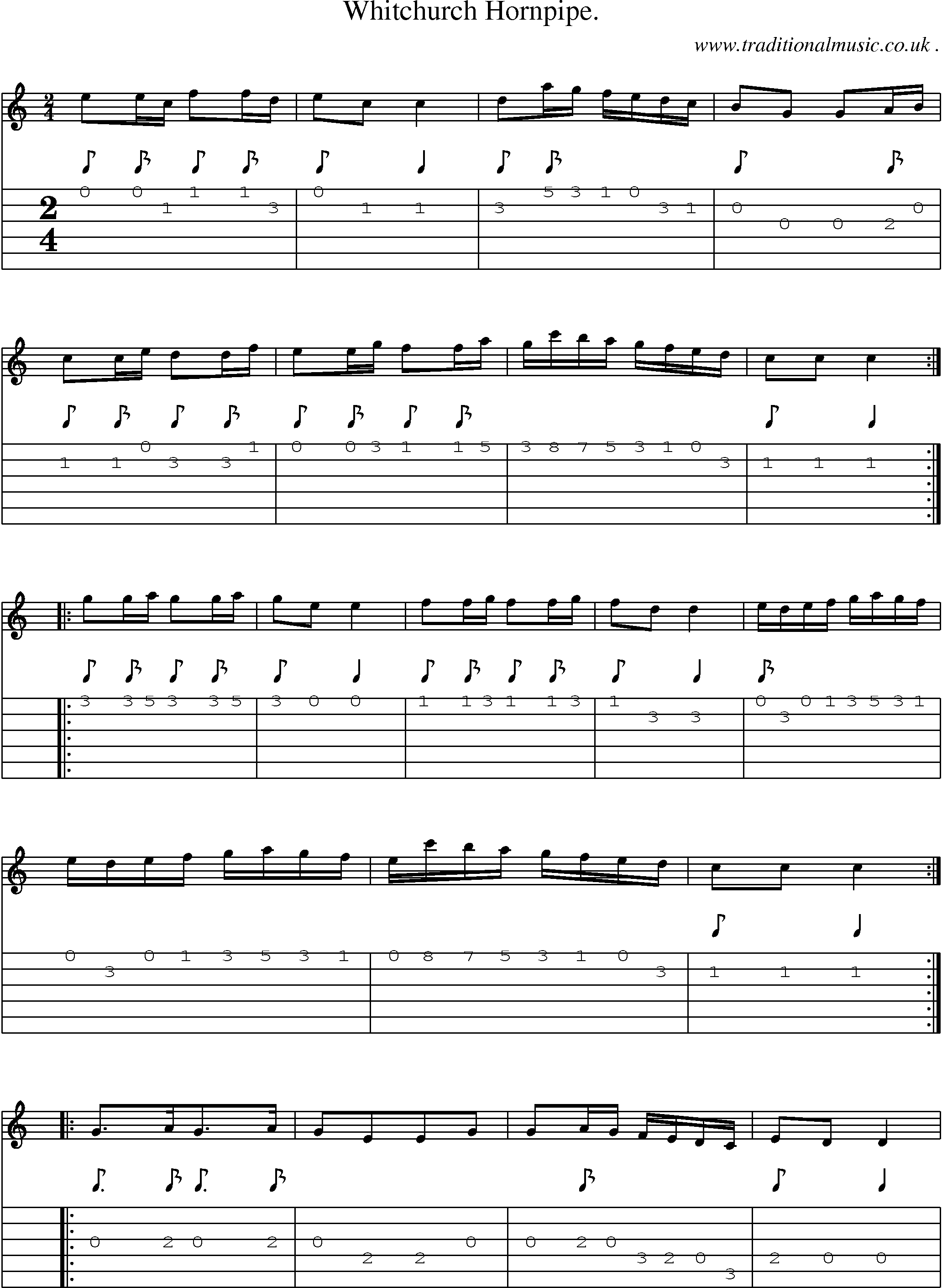 Sheet-Music and Guitar Tabs for Whitchurch Hornpipe