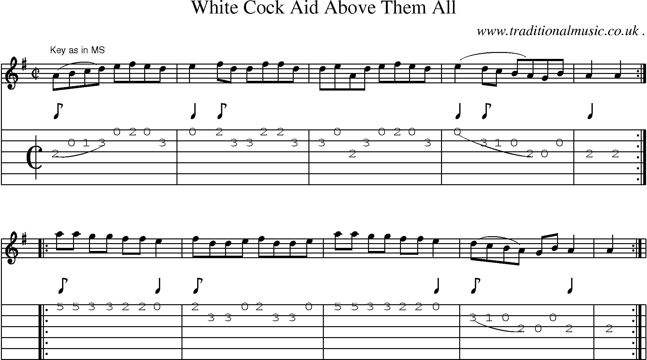 Sheet-Music and Guitar Tabs for White Cock Aid Above Them All