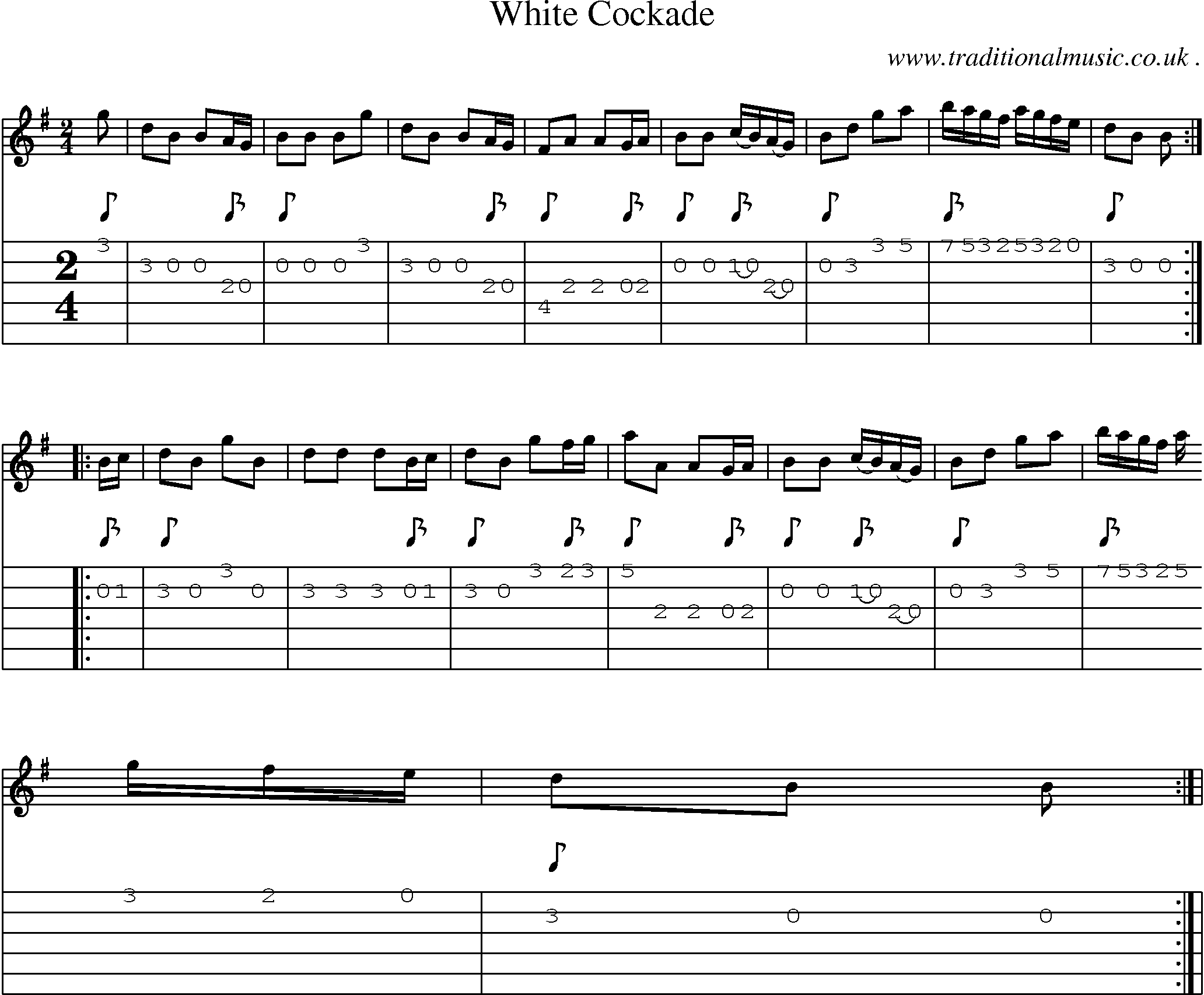Sheet-Music and Guitar Tabs for White Cockade