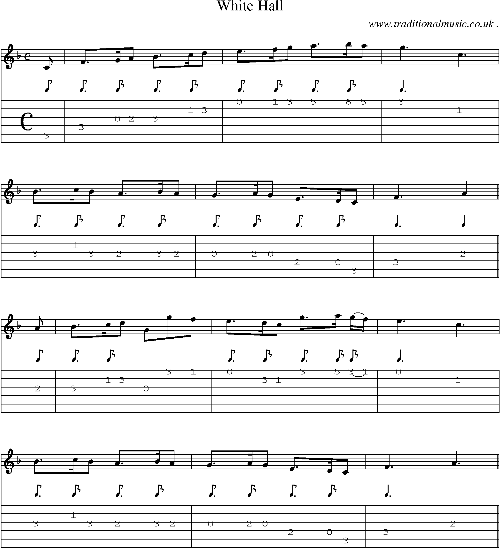Sheet-Music and Guitar Tabs for White Hall