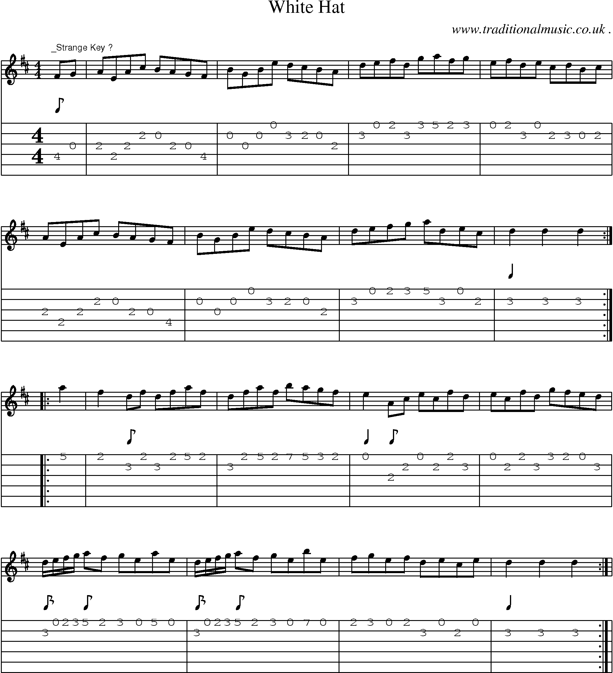 Sheet-Music and Guitar Tabs for White Hat
