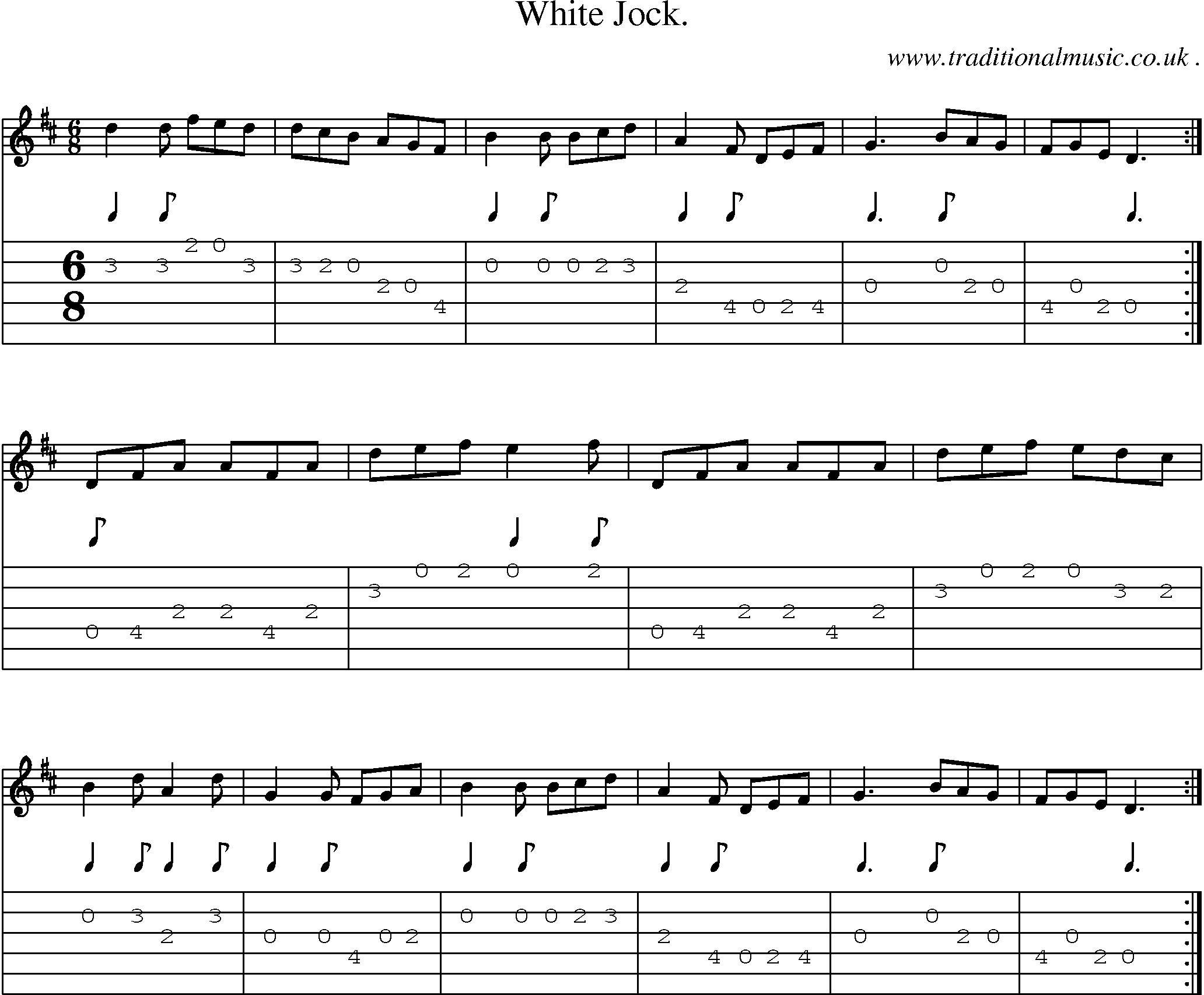 Sheet-Music and Guitar Tabs for White Jock