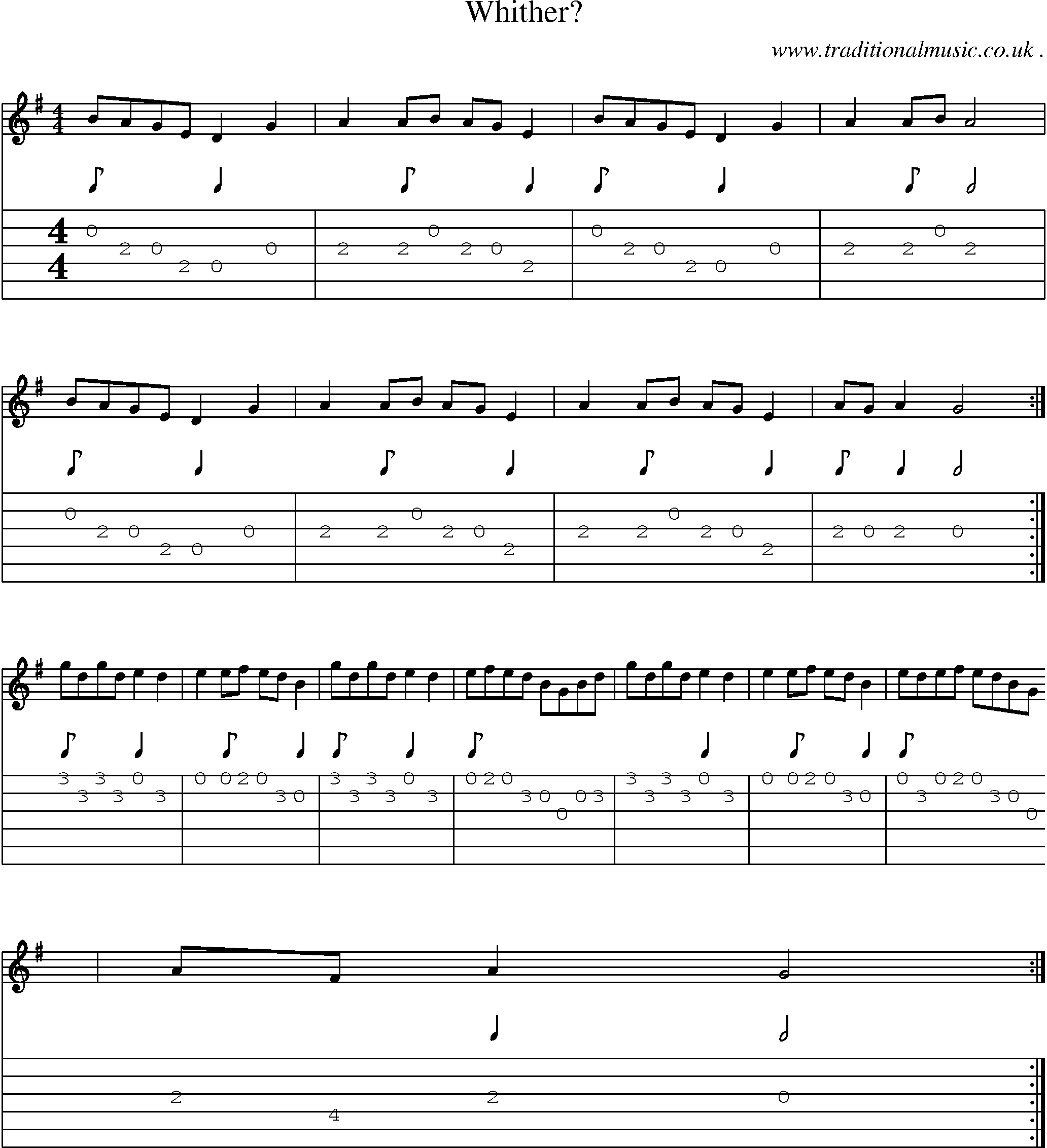 Sheet-Music and Guitar Tabs for Whither