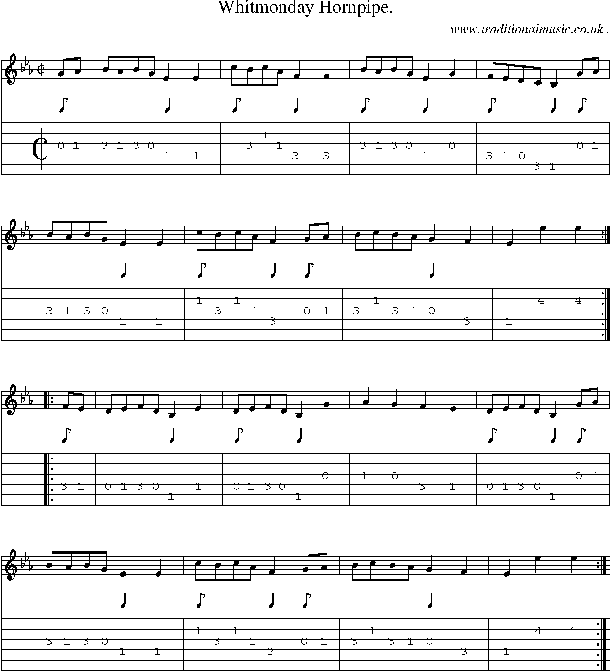 Sheet-Music and Guitar Tabs for Whitmonday Hornpipe