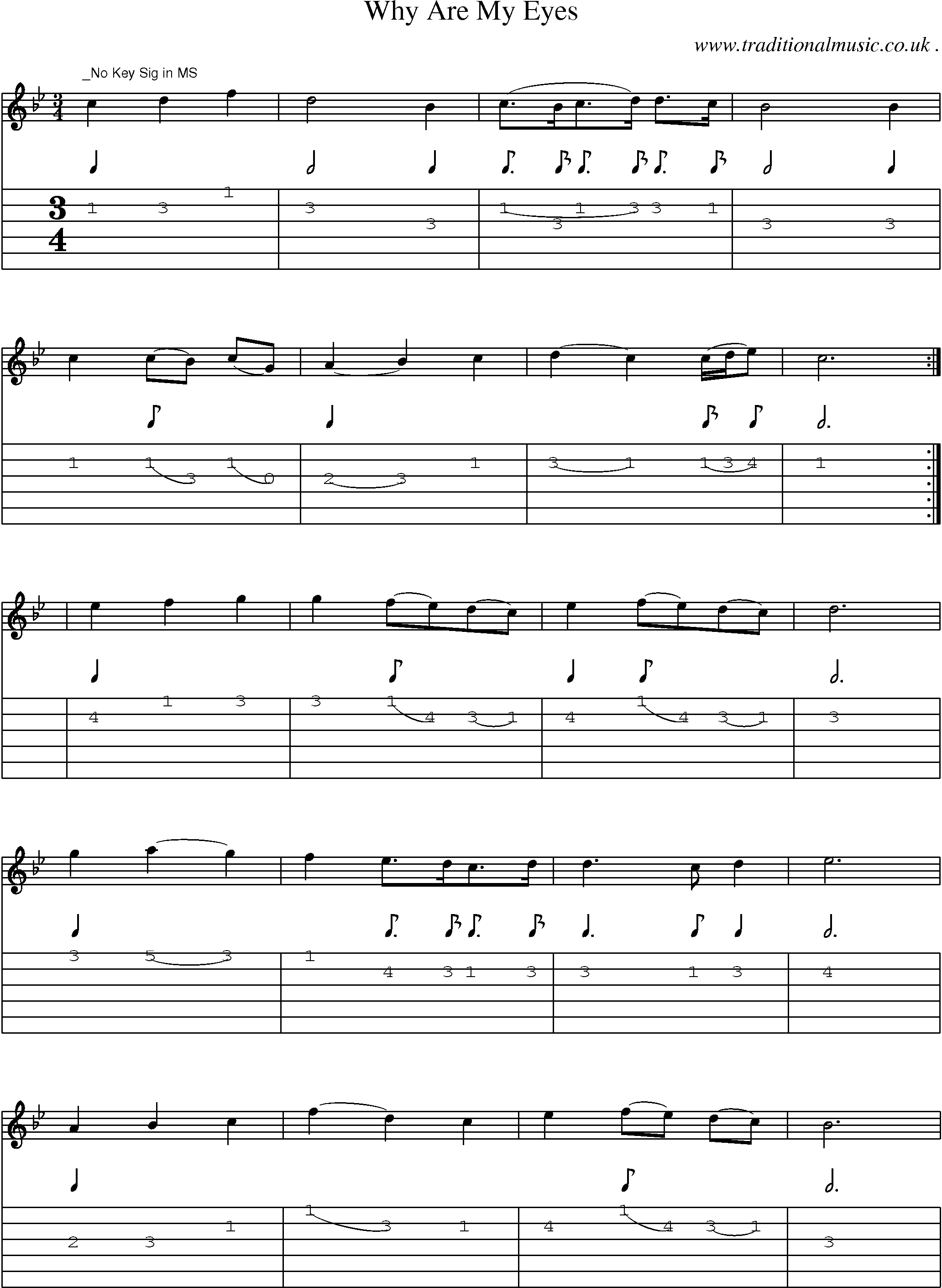 Sheet-Music and Guitar Tabs for Why Are My Eyes