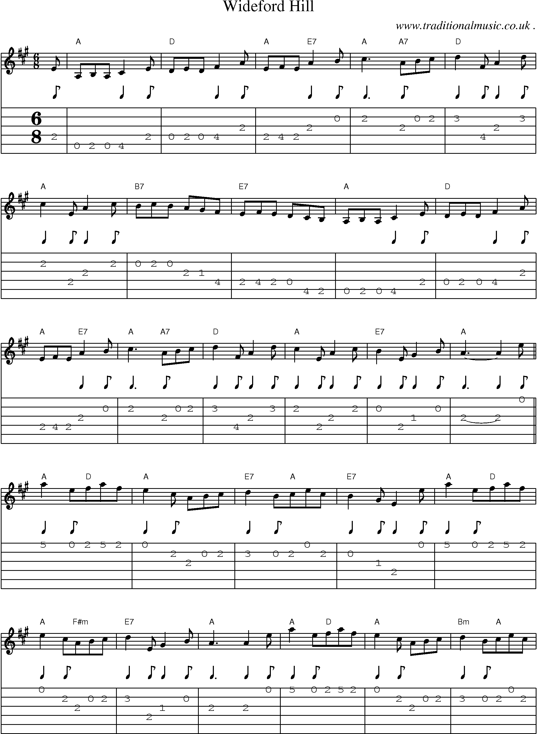 Sheet-Music and Guitar Tabs for Wideford Hill