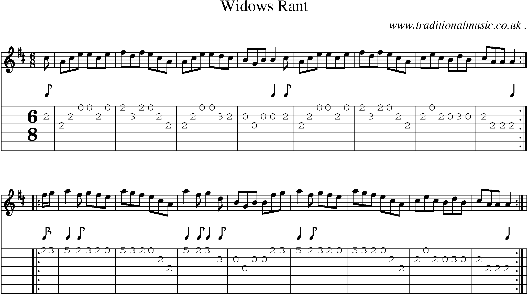 Sheet-Music and Guitar Tabs for Widows Rant