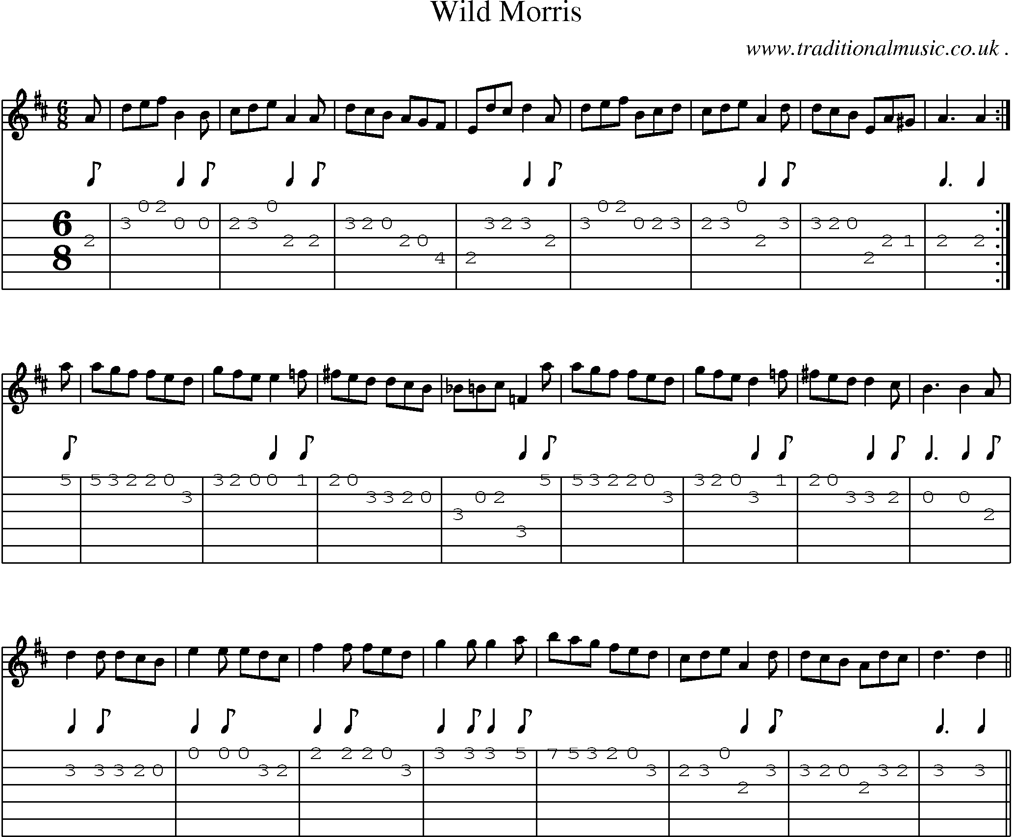 Sheet-Music and Guitar Tabs for Wild Morris