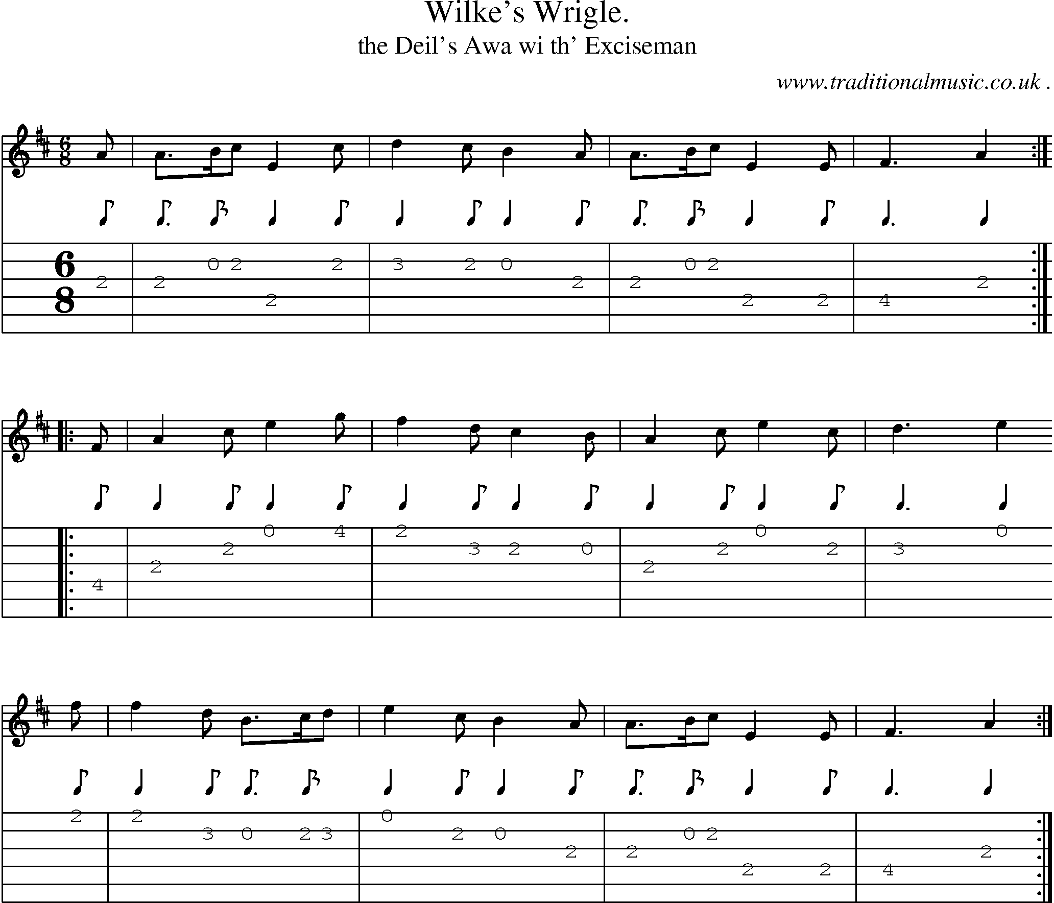 Sheet-Music and Guitar Tabs for Wilkes Wrigle
