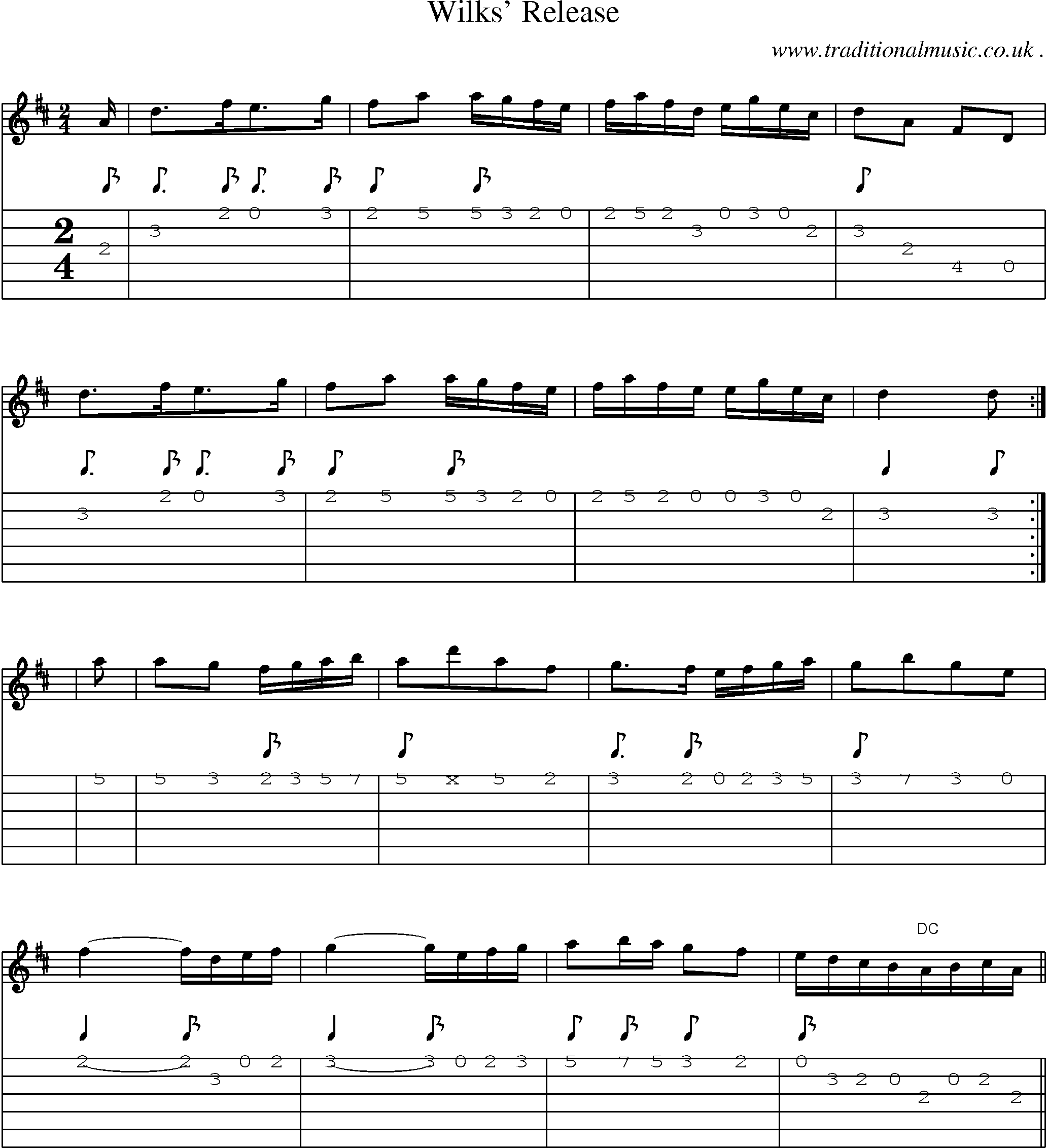 Sheet-Music and Guitar Tabs for Wilks Release