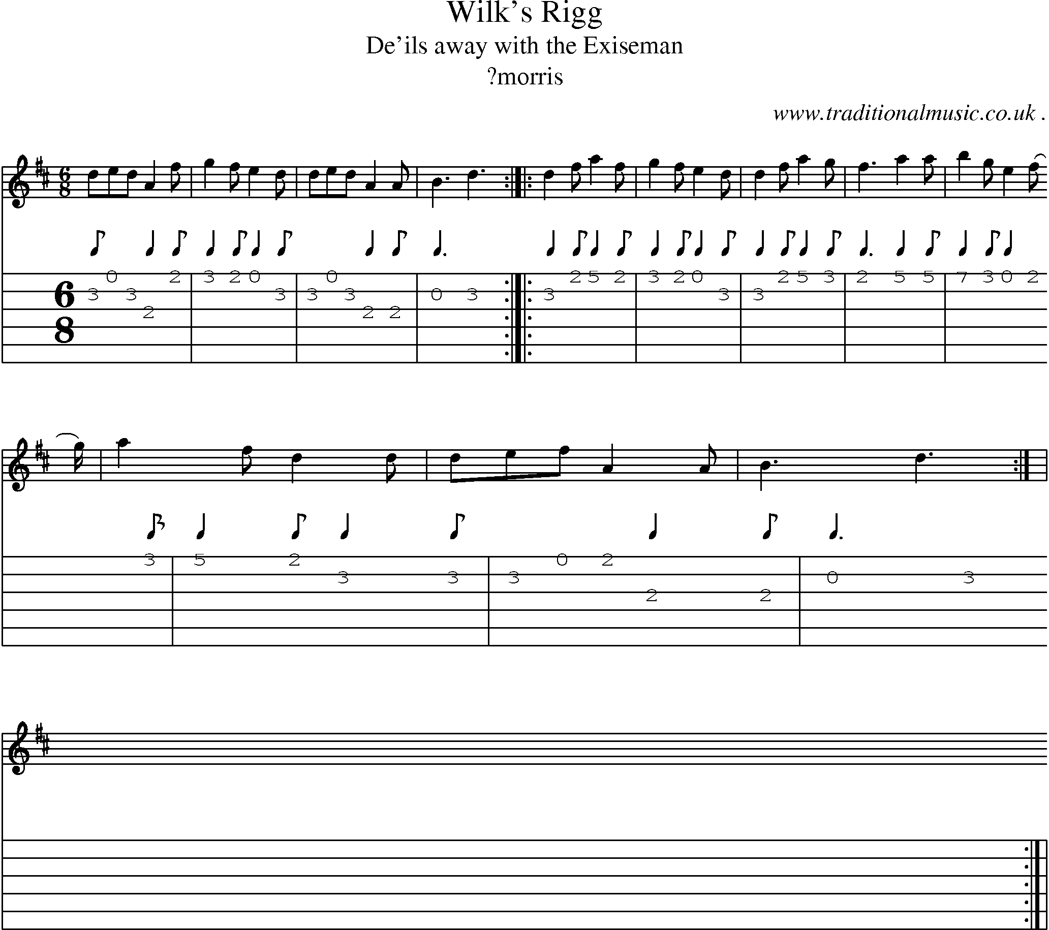 Sheet-Music and Guitar Tabs for Wilks Rigg