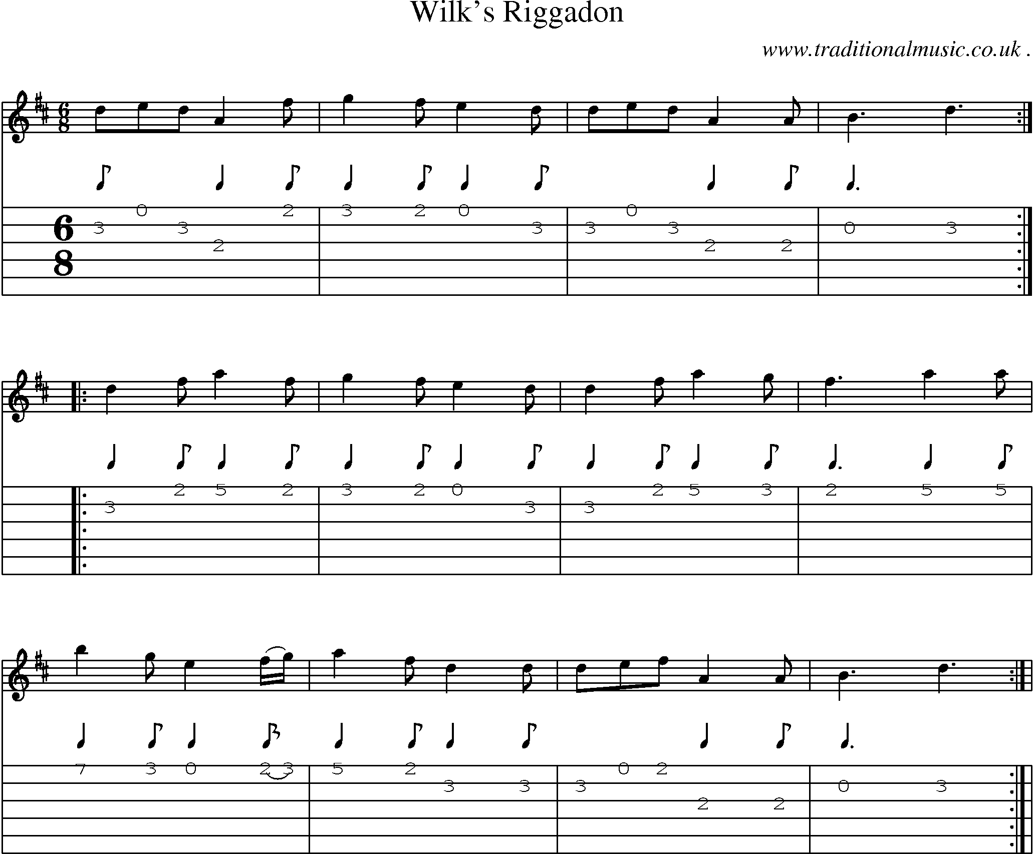 Sheet-Music and Guitar Tabs for Wilks Riggadon