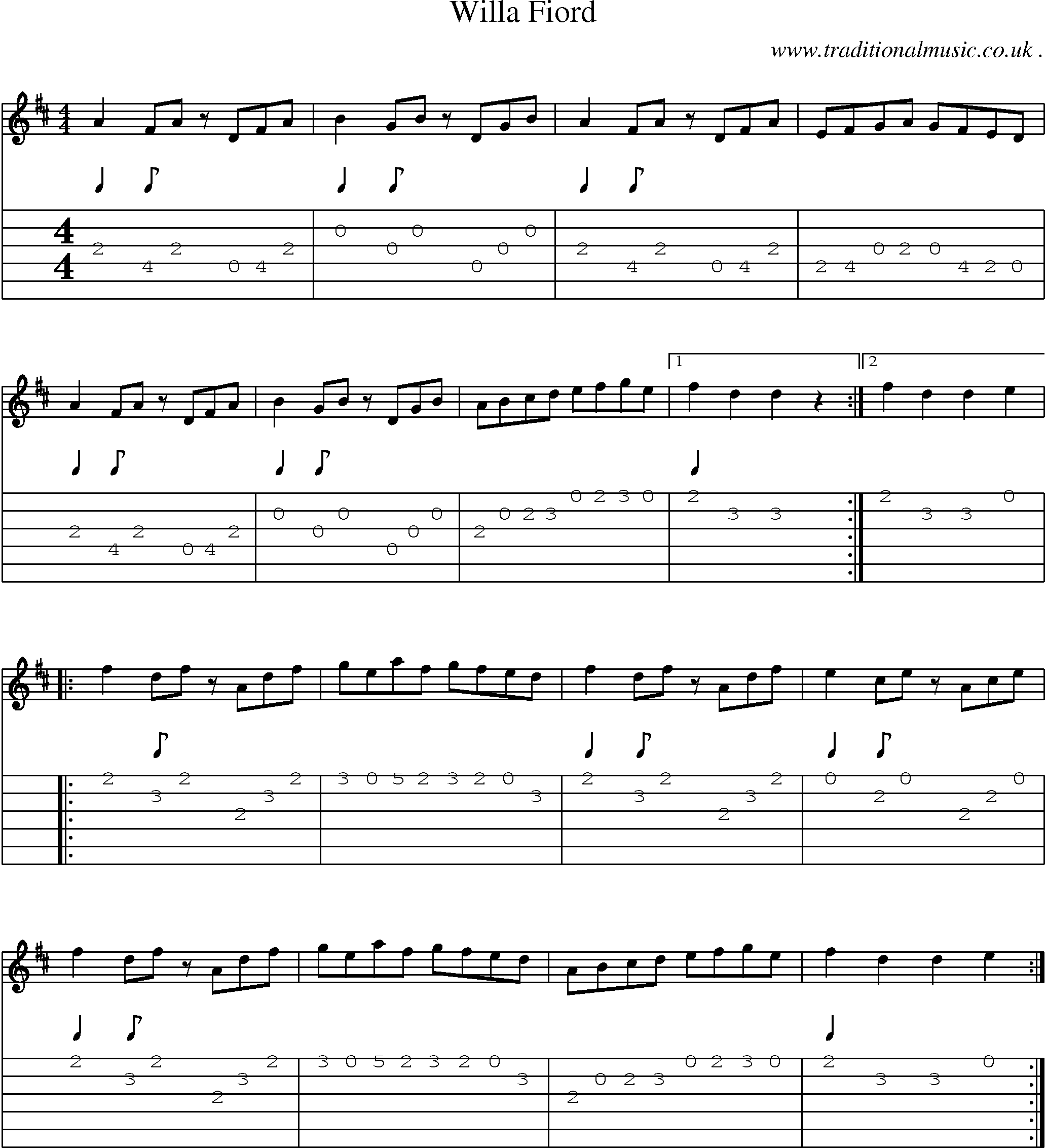 Sheet-Music and Guitar Tabs for Willa Fiord