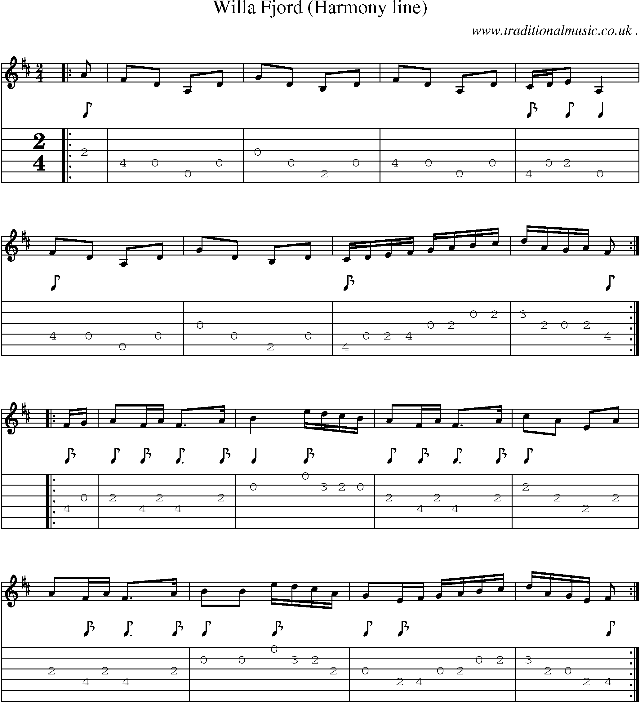 Sheet-Music and Guitar Tabs for Willa Fjord (harmony Line)