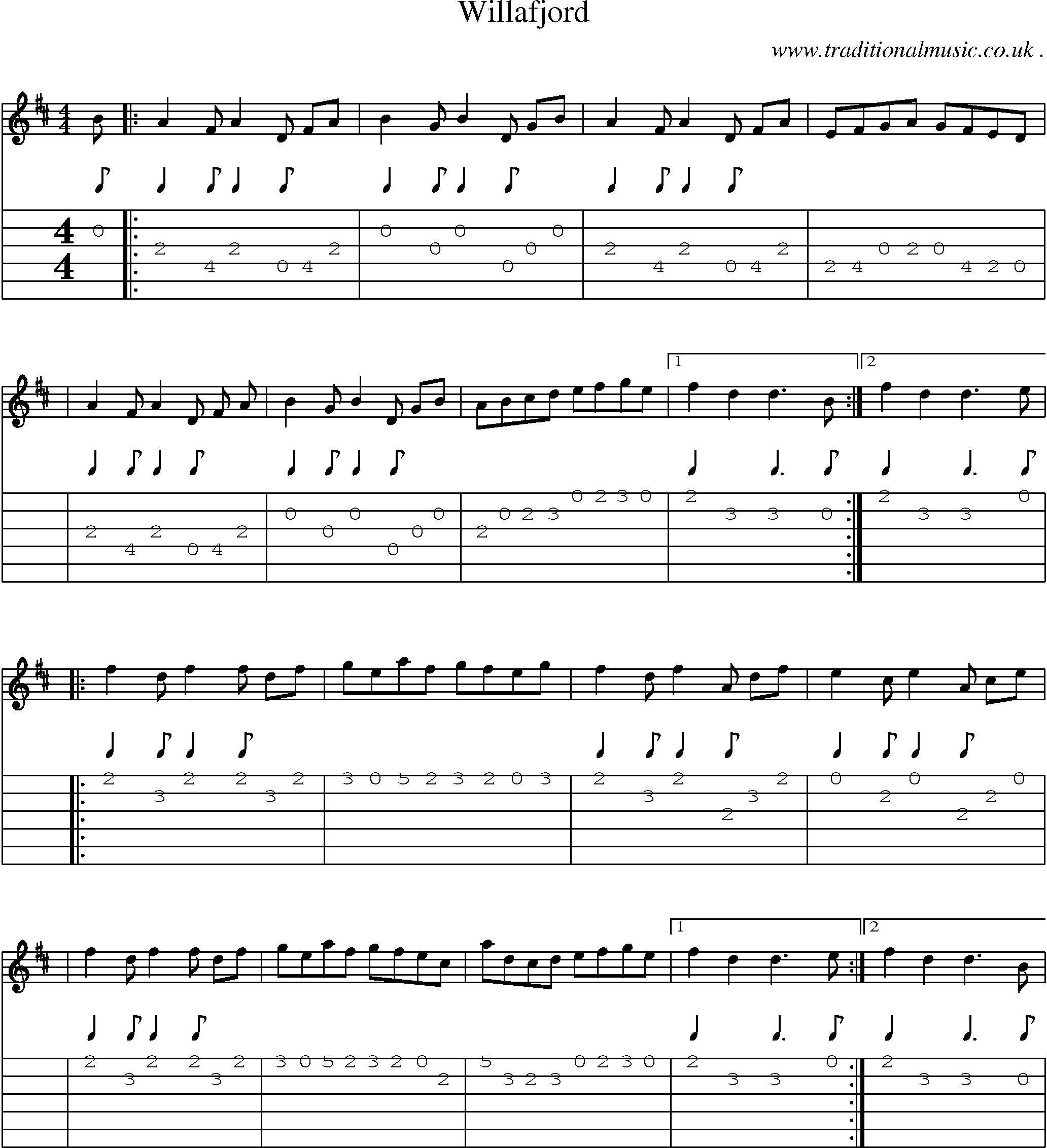 Sheet-Music and Guitar Tabs for Willafjord