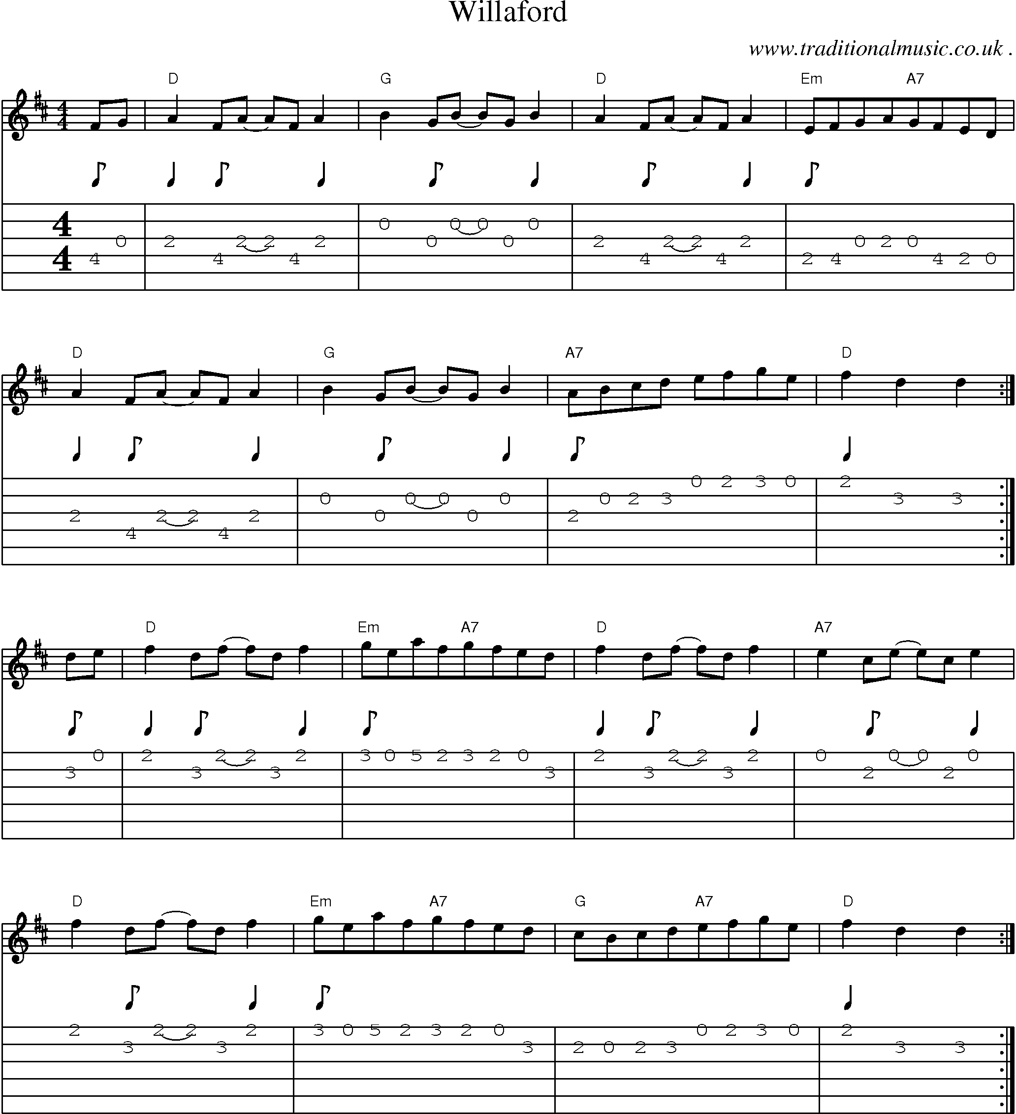 Sheet-Music and Guitar Tabs for Willaford