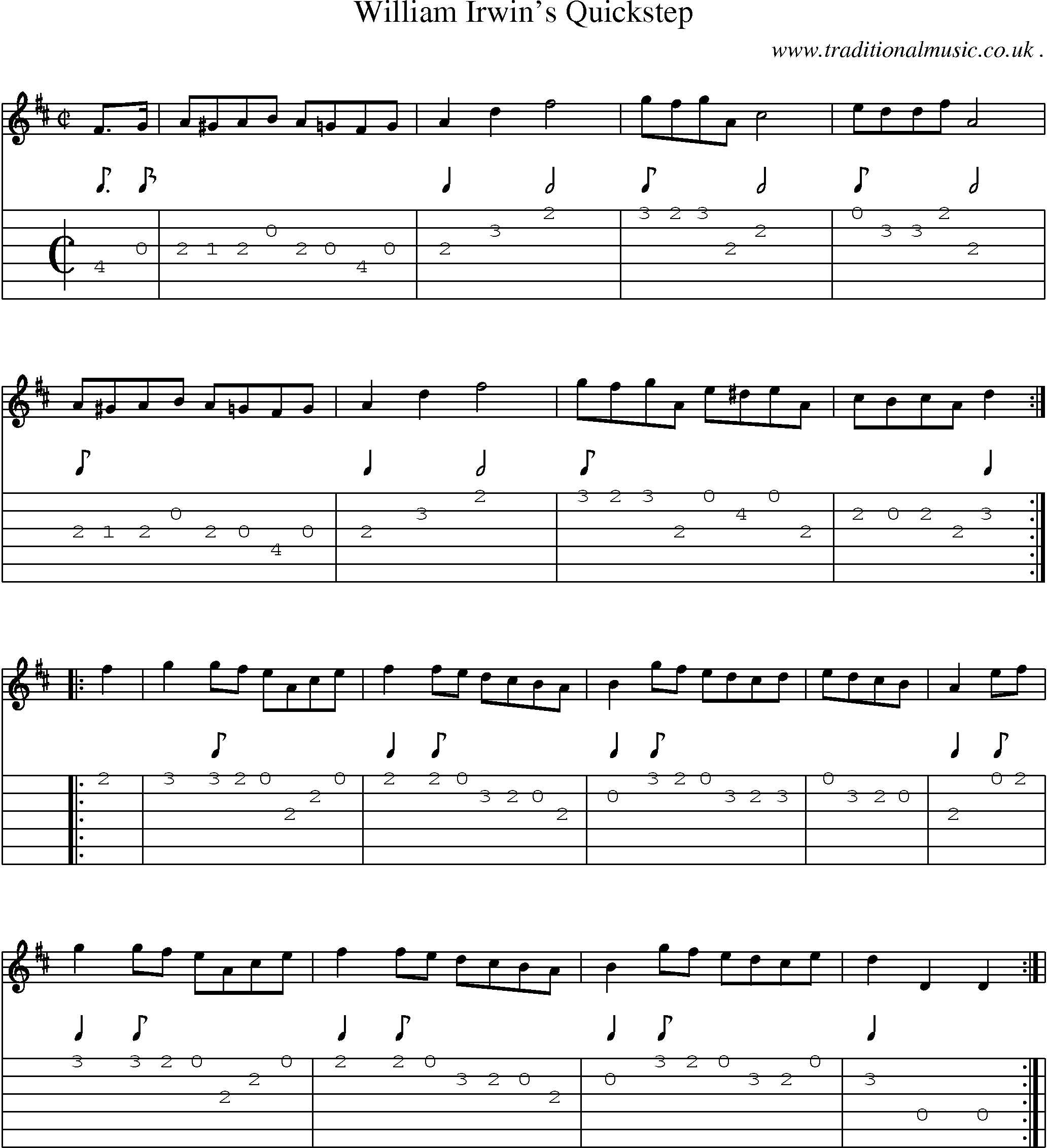 Sheet-Music and Guitar Tabs for William Irwins Quickstep