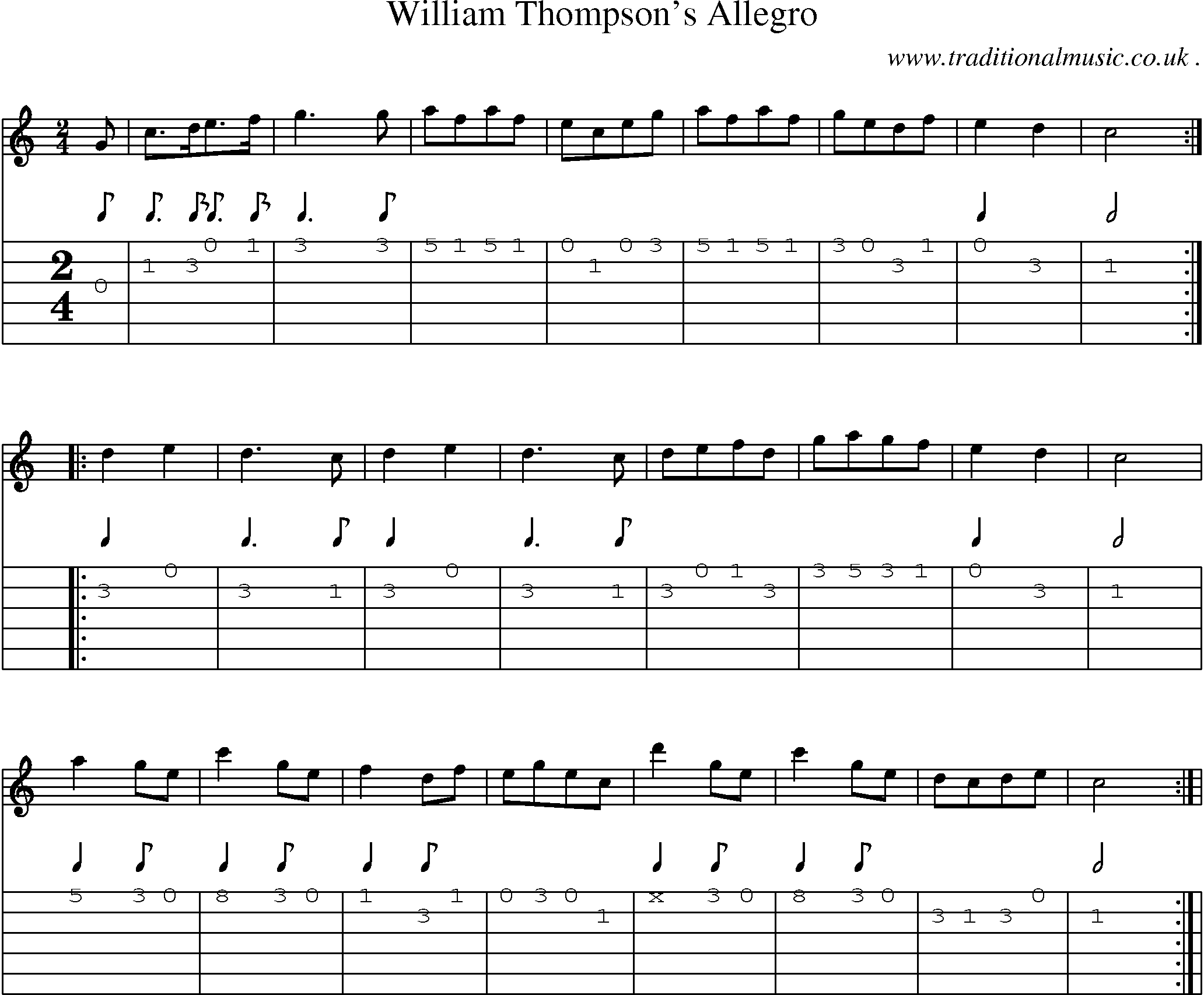 Sheet-Music and Guitar Tabs for William Thompsons Allegro