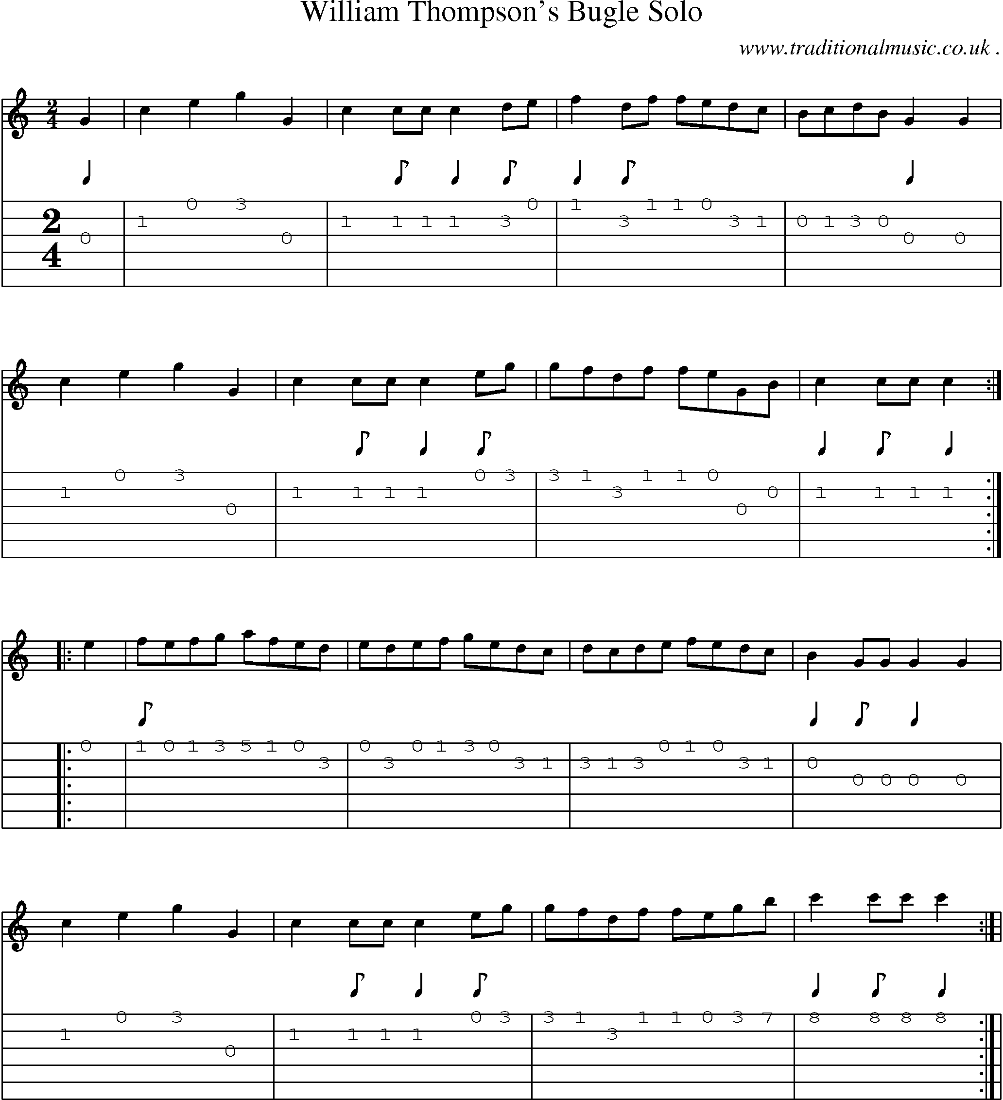 Sheet-Music and Guitar Tabs for William Thompsons Bugle Solo