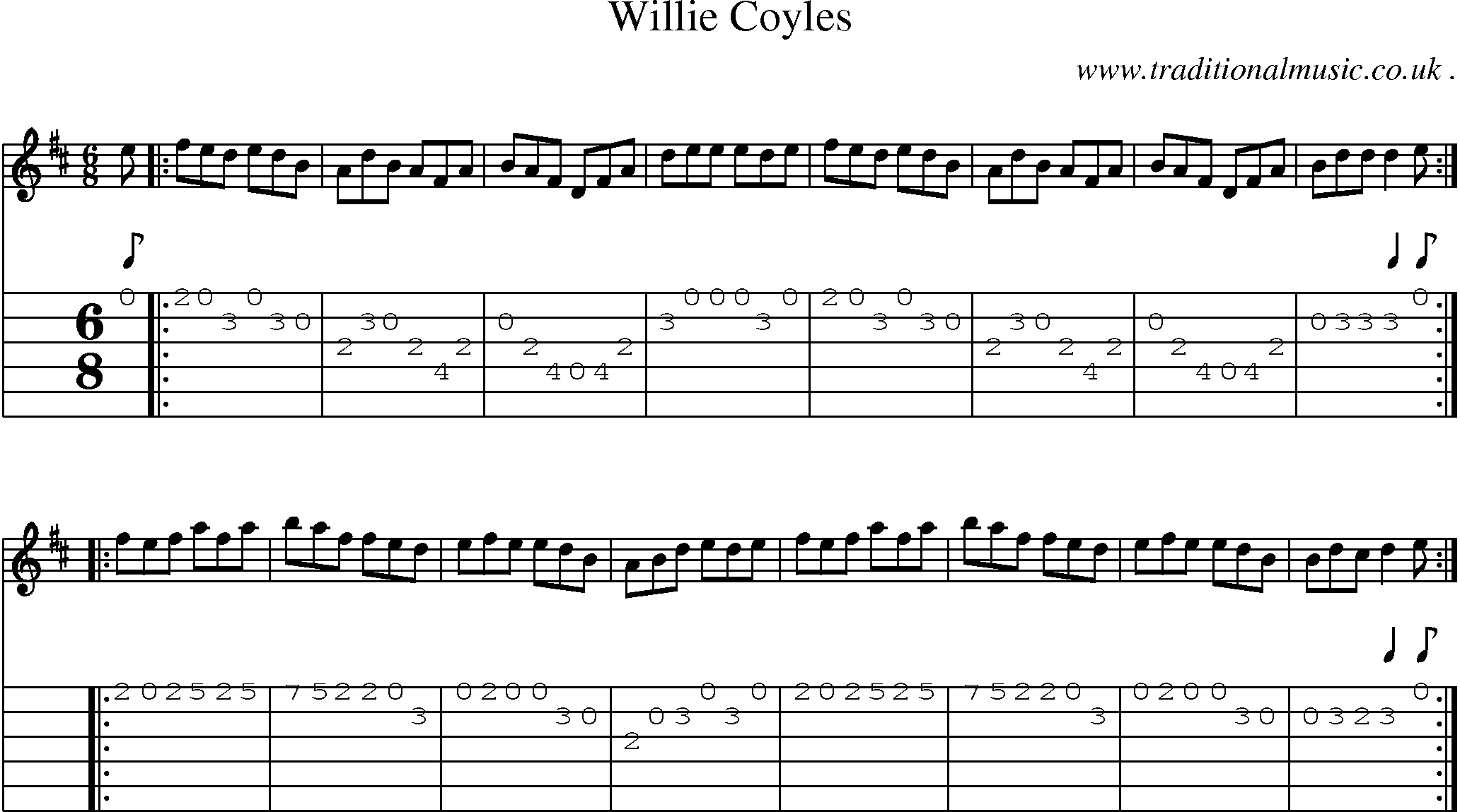 Sheet-Music and Guitar Tabs for Willie Coyles