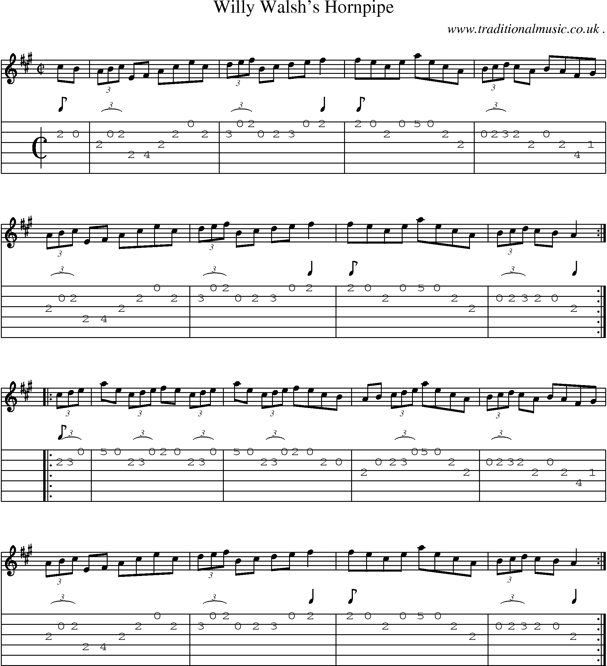 Sheet-Music and Guitar Tabs for Willy Walshs Hornpipe