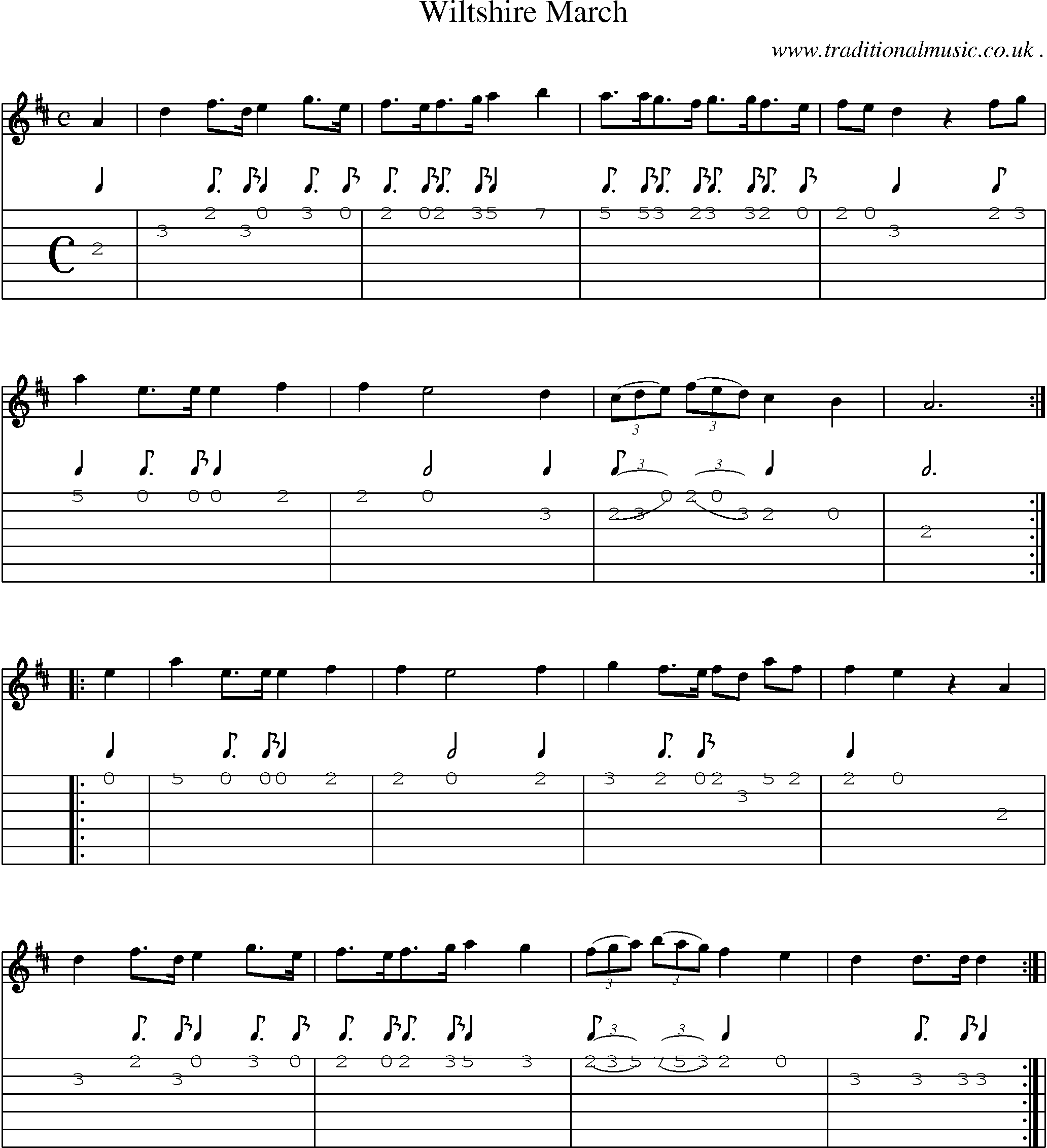 Sheet-Music and Guitar Tabs for Wiltshire March
