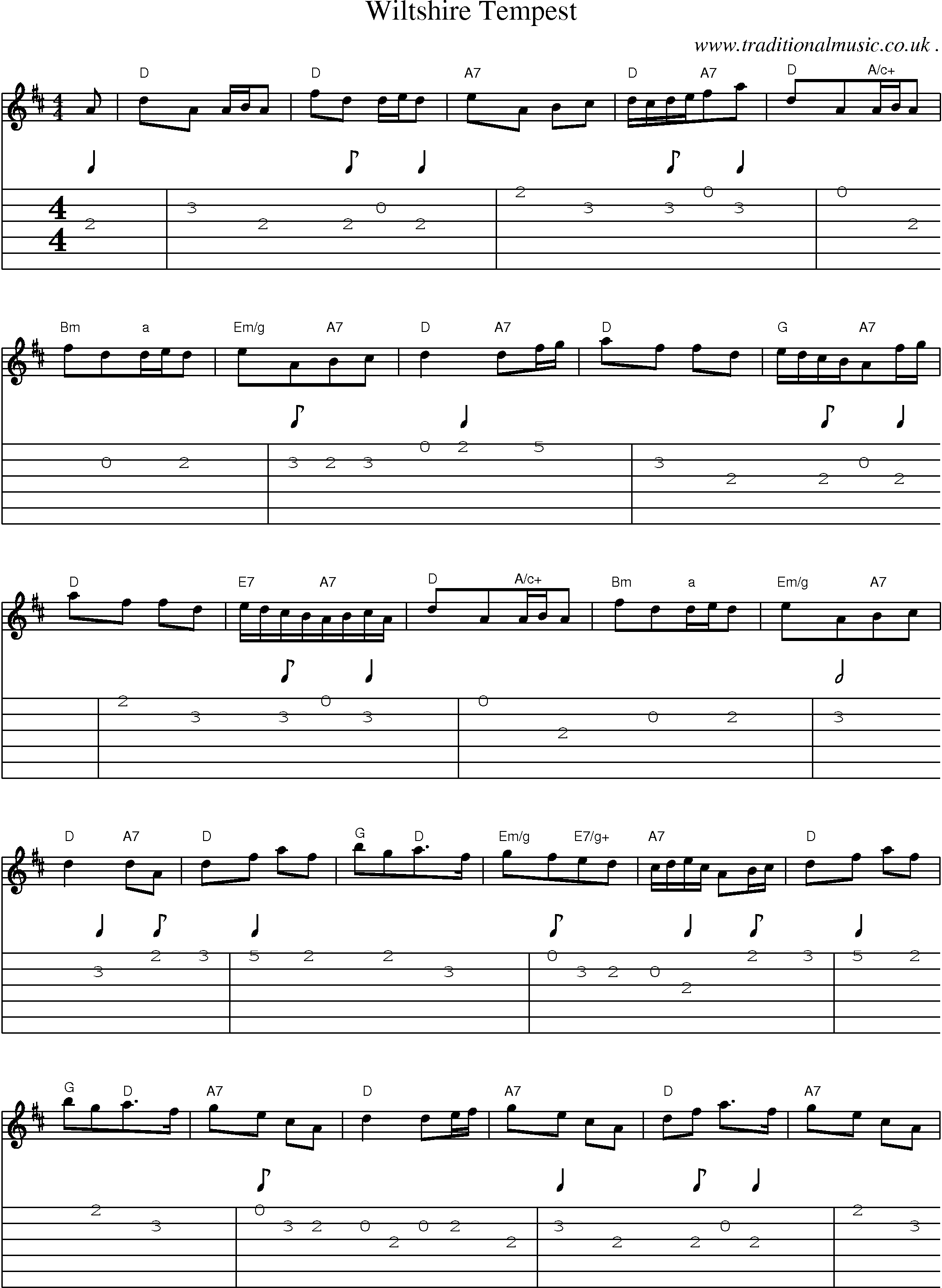 Sheet-Music and Guitar Tabs for Wiltshire Tempest