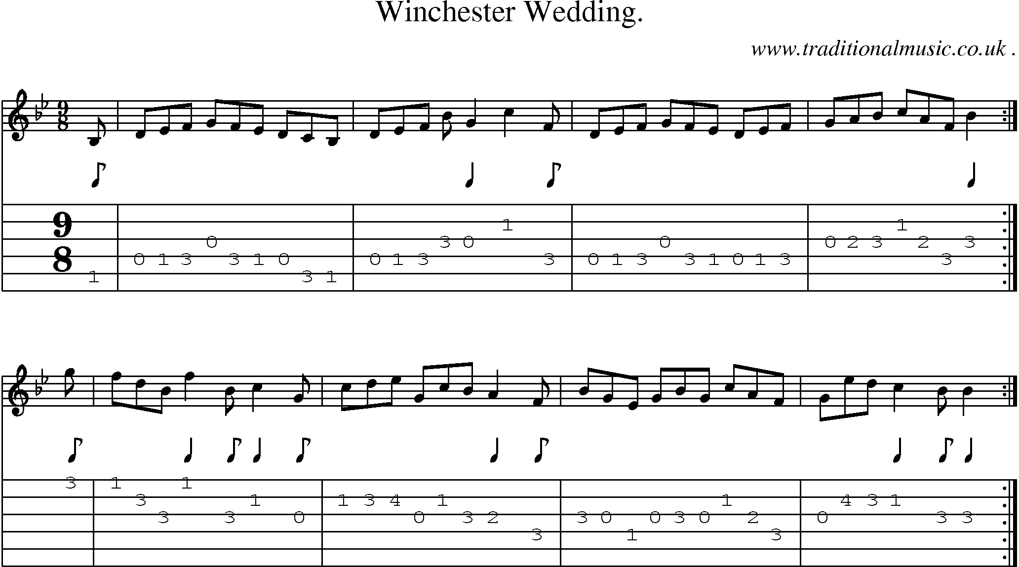 Sheet-Music and Guitar Tabs for Winchester Wedding