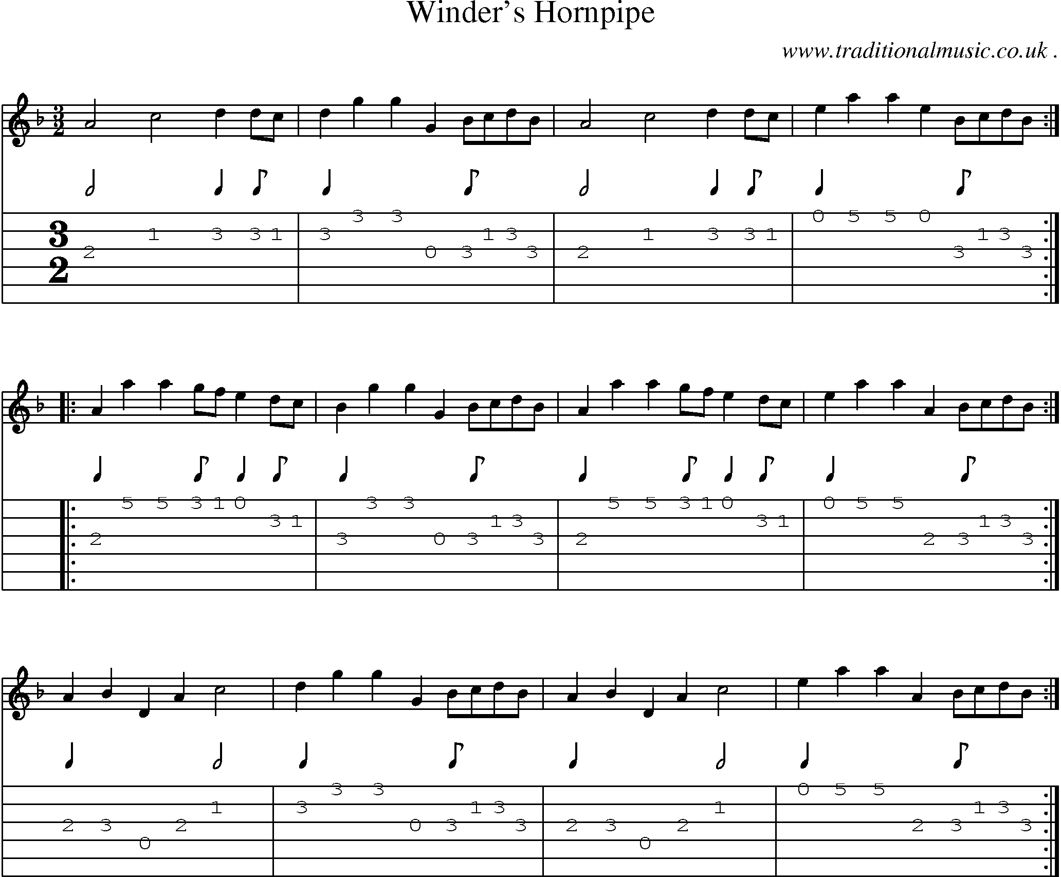 Sheet-Music and Guitar Tabs for Winders Hornpipe