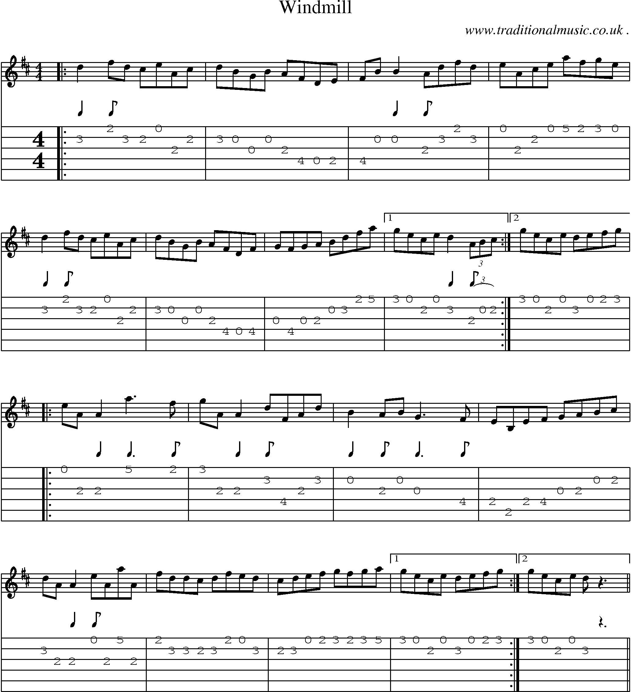 Sheet-Music and Guitar Tabs for Windmill