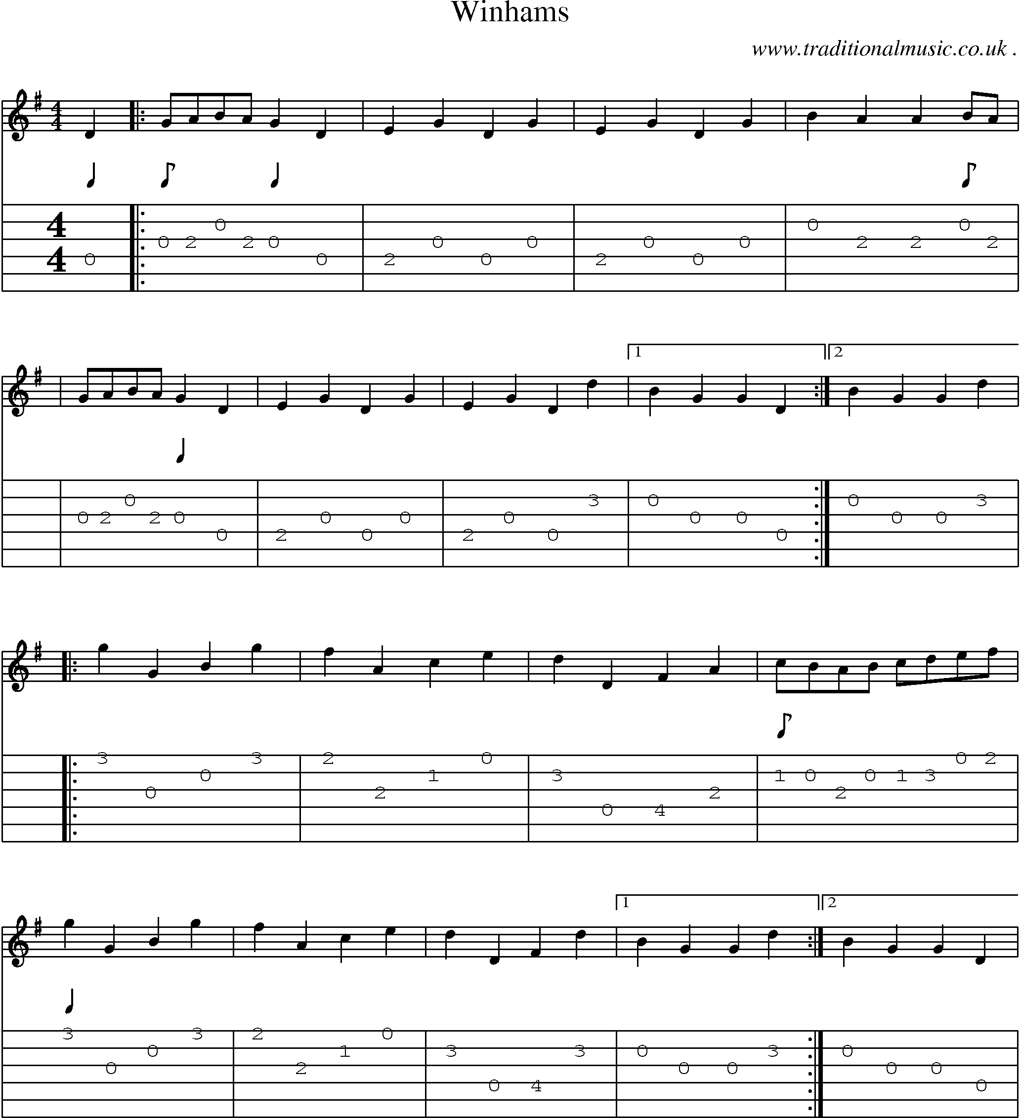 Sheet-Music and Guitar Tabs for Winhams