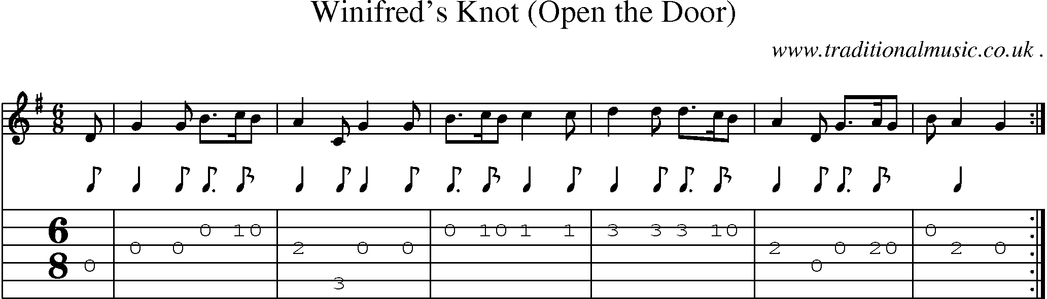 Sheet-Music and Guitar Tabs for Winifreds Knot (open The Door)