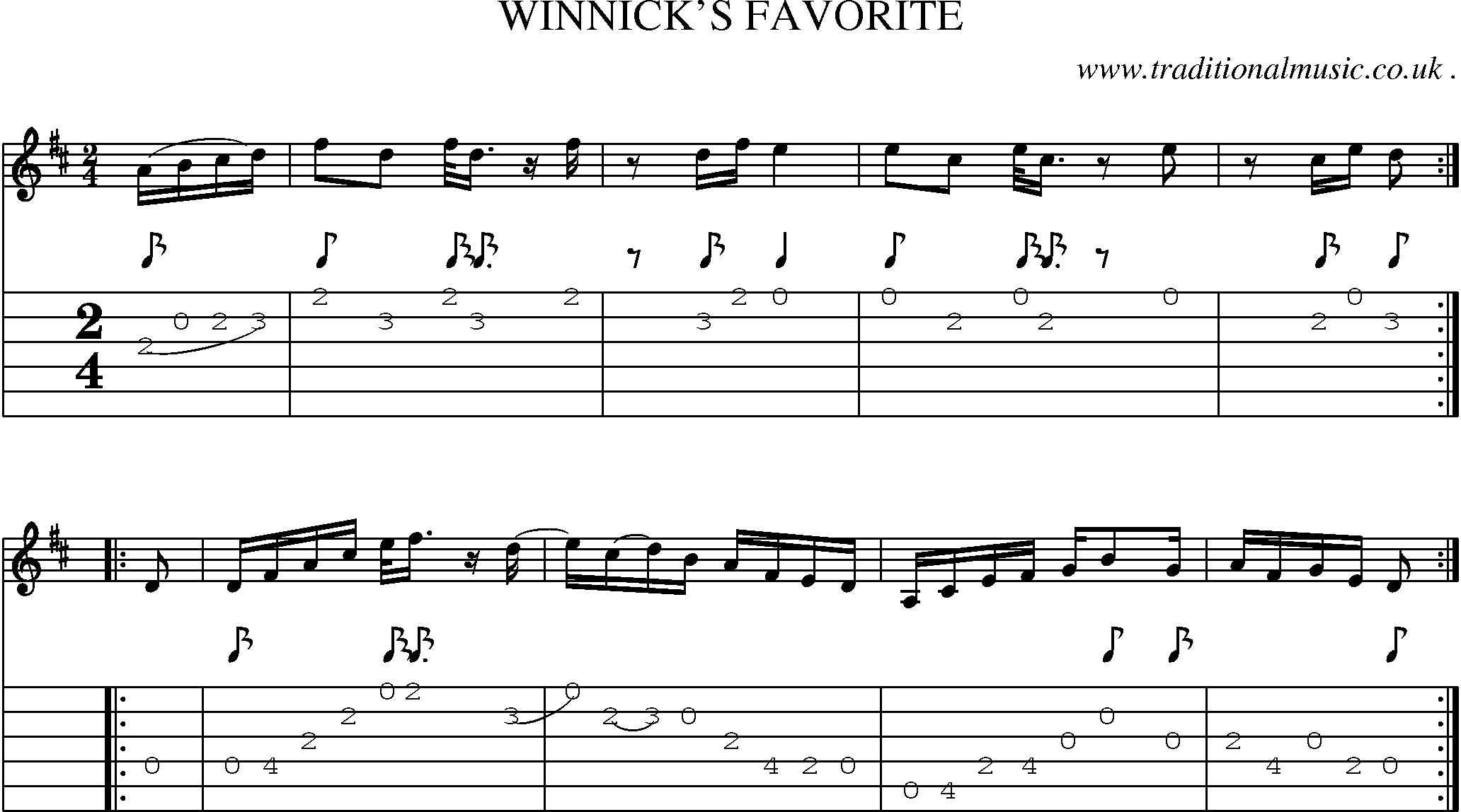 Sheet-Music and Guitar Tabs for Winnicks Favorite