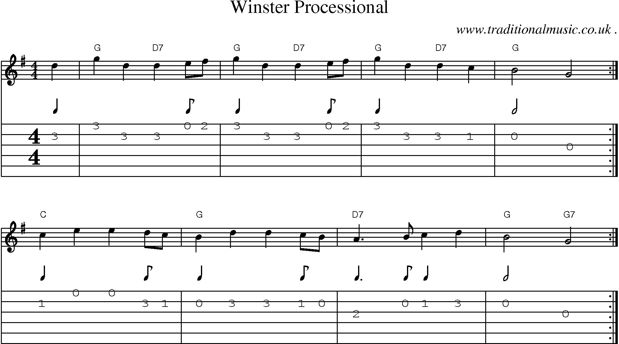 Sheet-Music and Guitar Tabs for Winster Processional